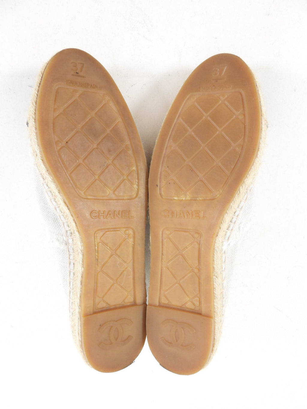 Chanel Black and Natural Canvas Cap Toe CC Espadrille Flats - 37 (36.5)