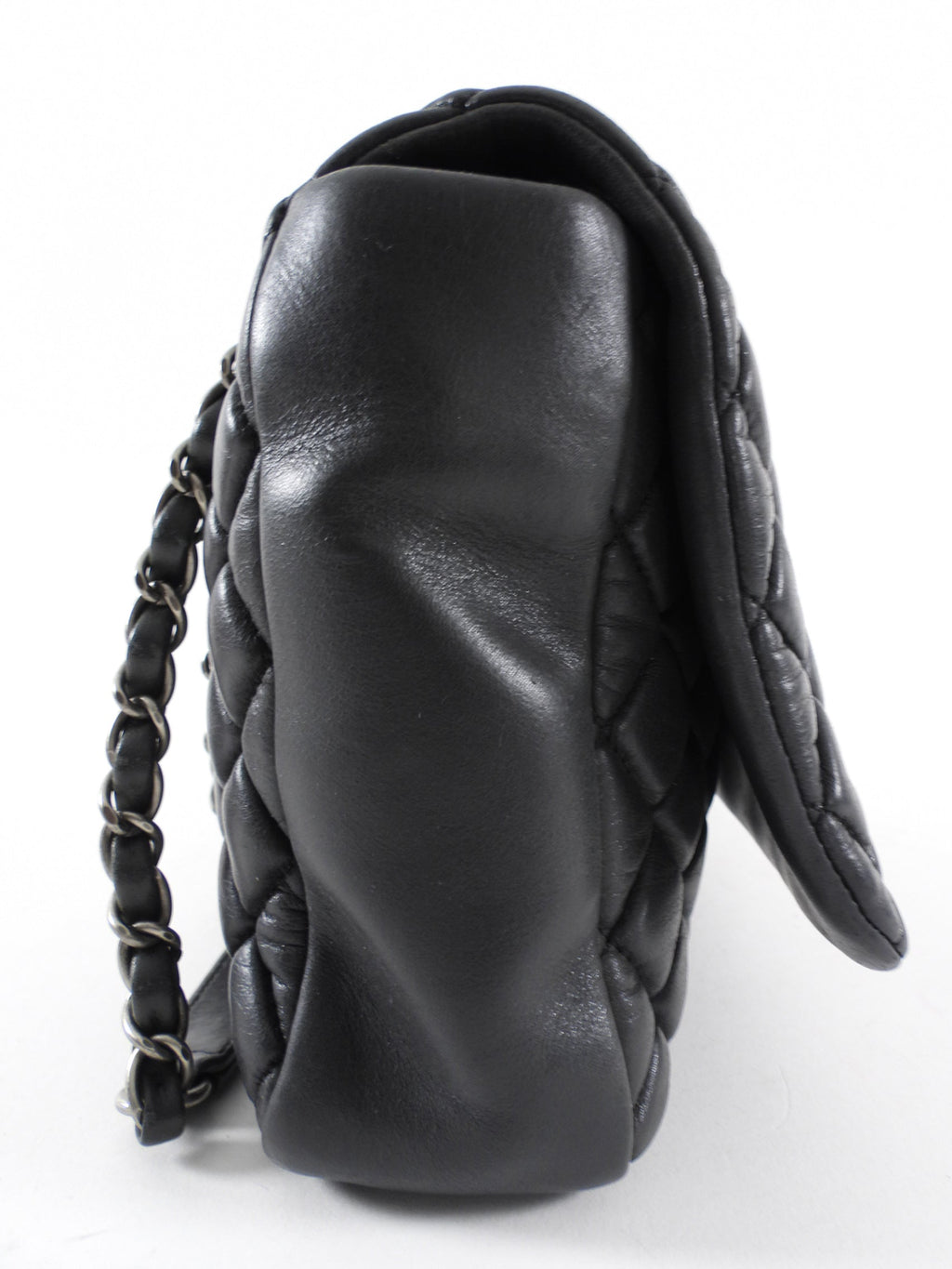 Chanel Black Leather New Bubble Quilt Flap Bag - RHW