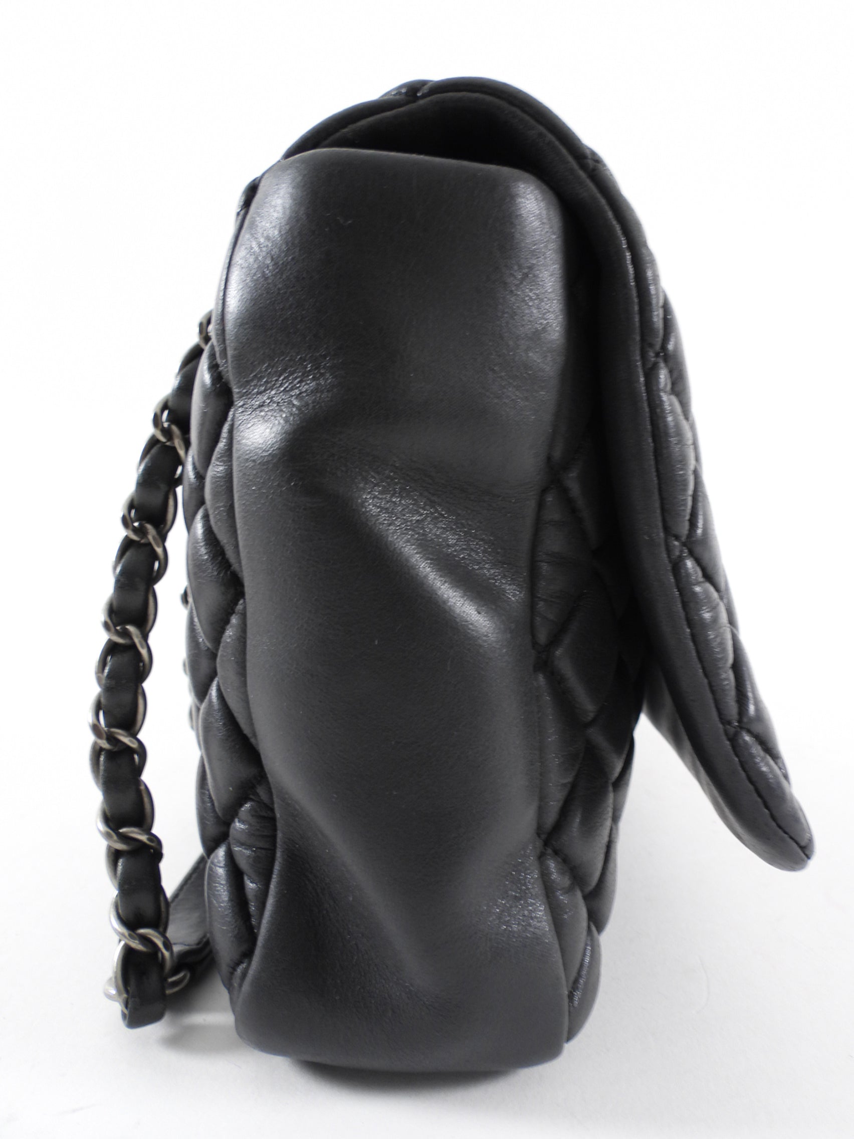 Chanel Black Leather New Bubble Quilt Flap Bag - RHW