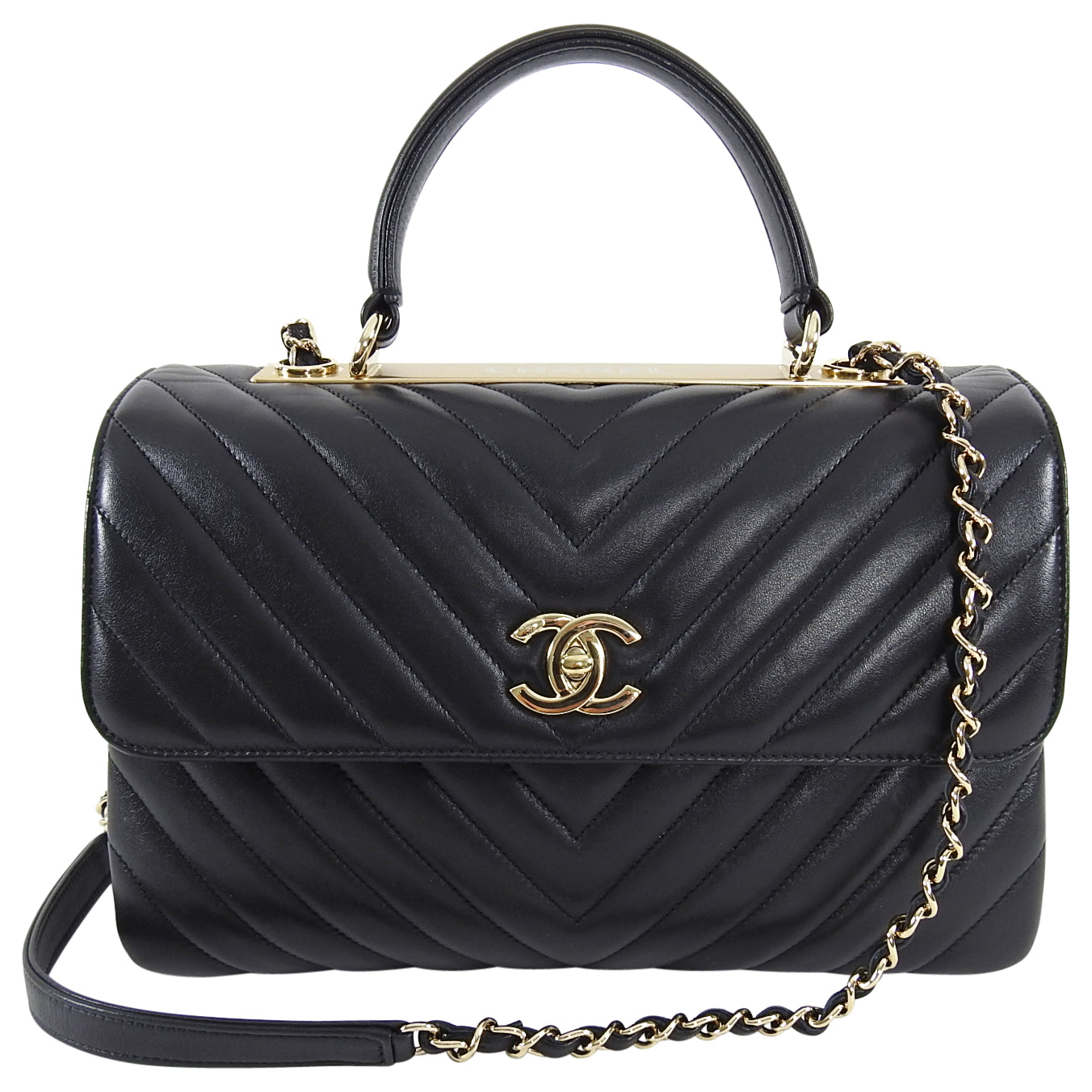 Chanel Trendy CC Chevron Medium Flap Bag with Top Handle
