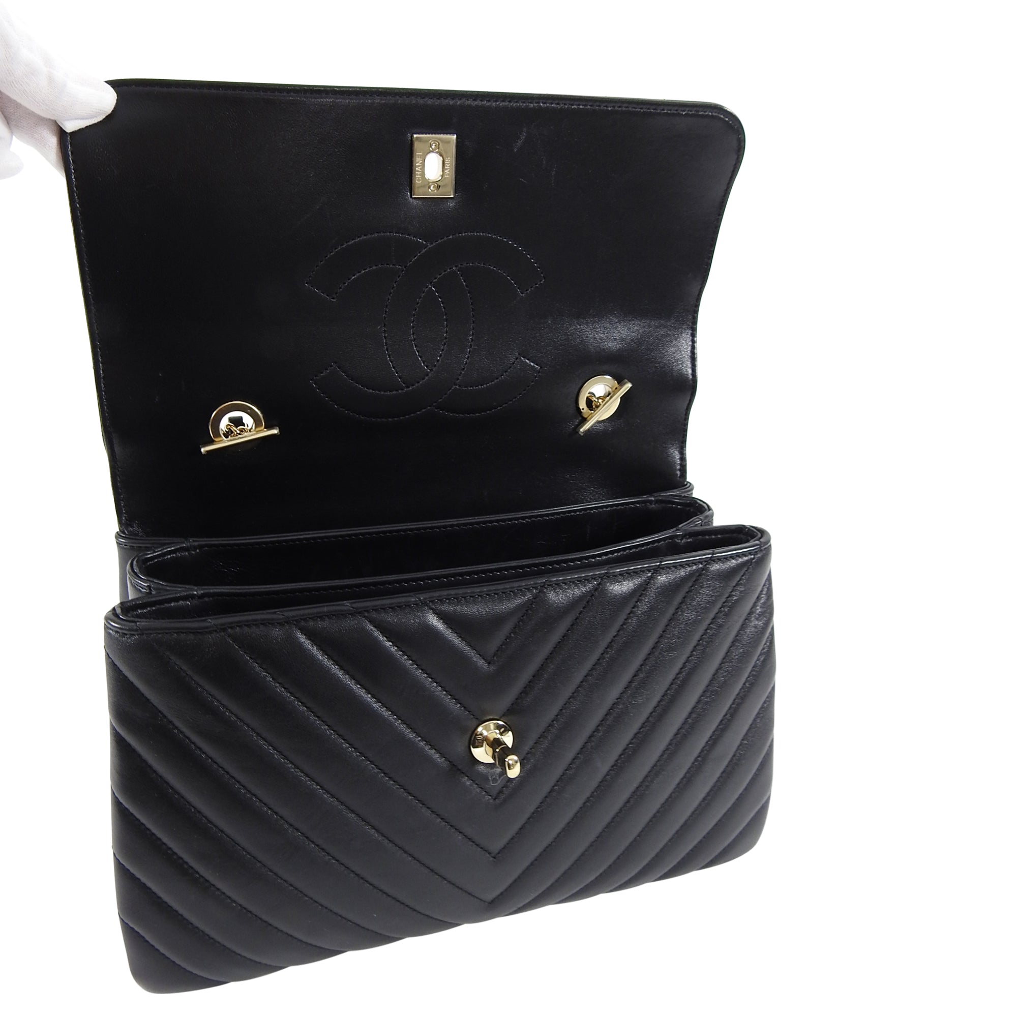 Chanel Trendy CC Chevron Medium Flap Bag with Top Handle