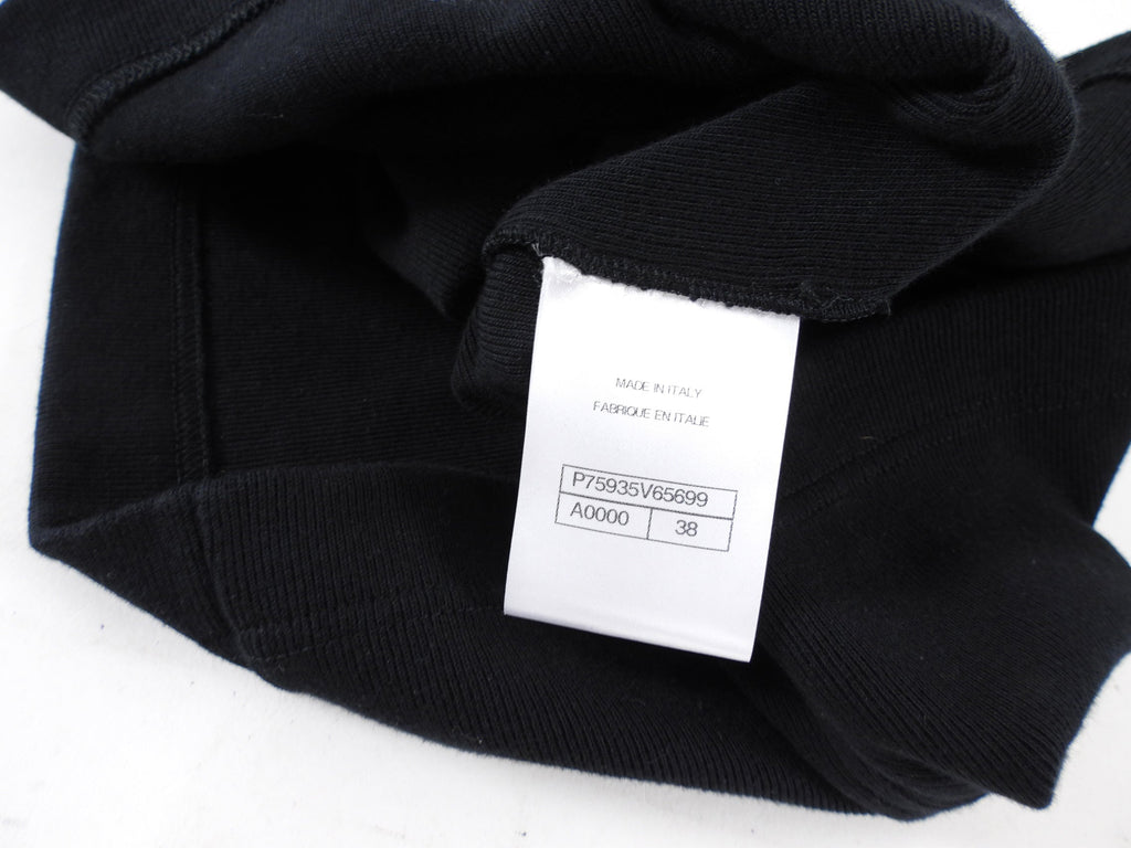 Chanel Black Cotton Camelia Logo Crystal Embellished T Shirt - 38 (S/M)