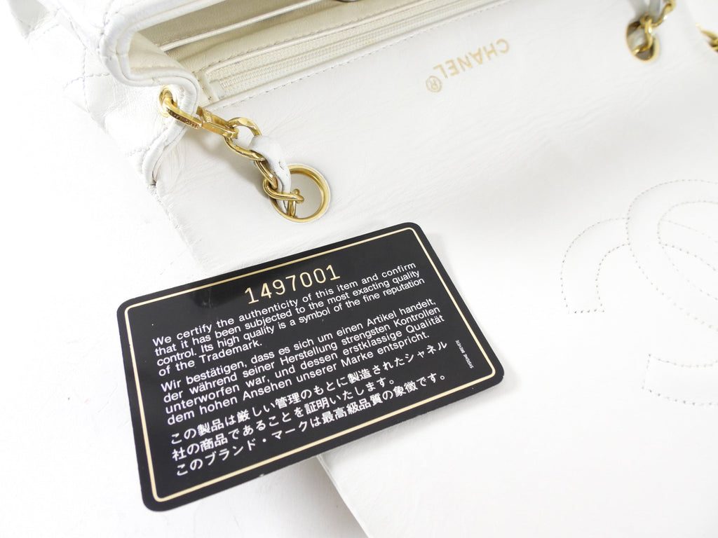 Chanel Vintage 1989 White Classic Medium Full Flap Bag