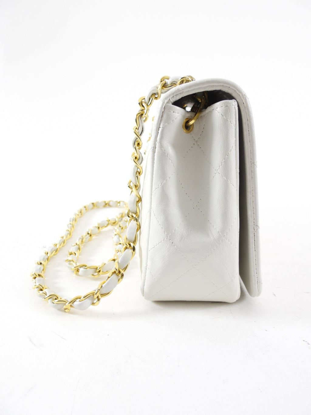 Chanel Vintage 1989 White Classic Medium Full Flap Bag