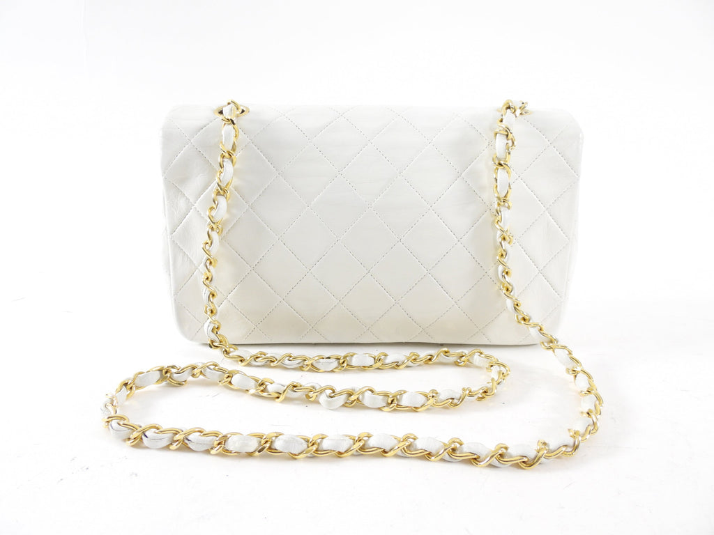 Chanel Vintage 1989 White Classic Medium Full Flap Bag