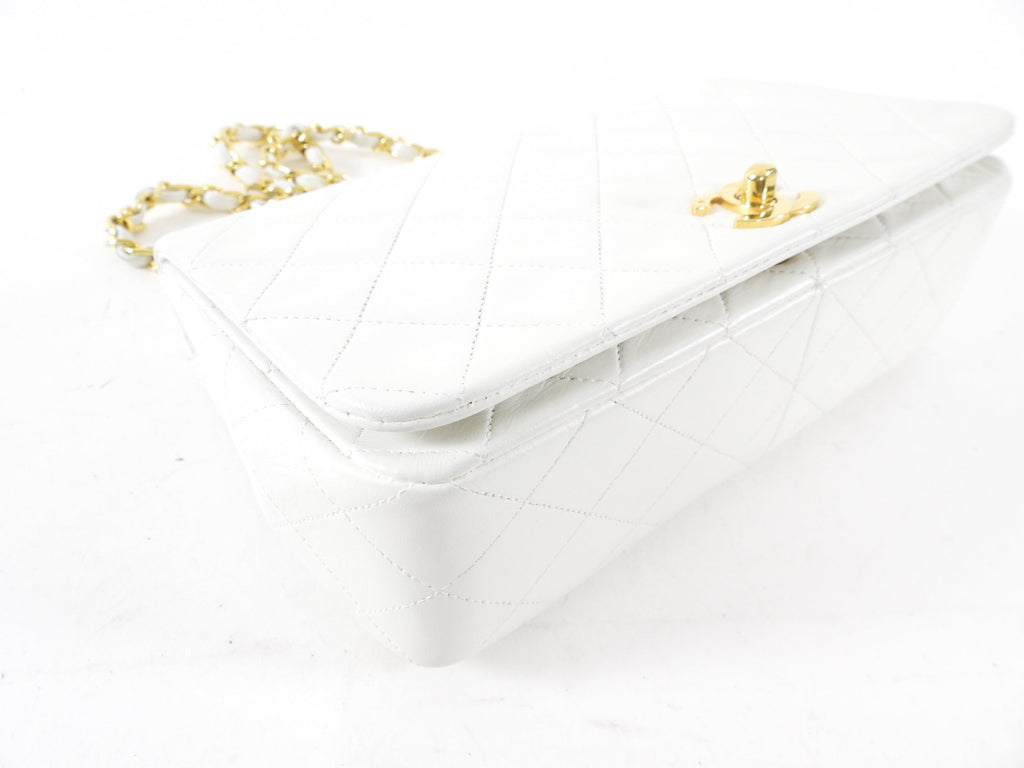 Chanel Vintage 1989 White Classic Medium Full Flap Bag