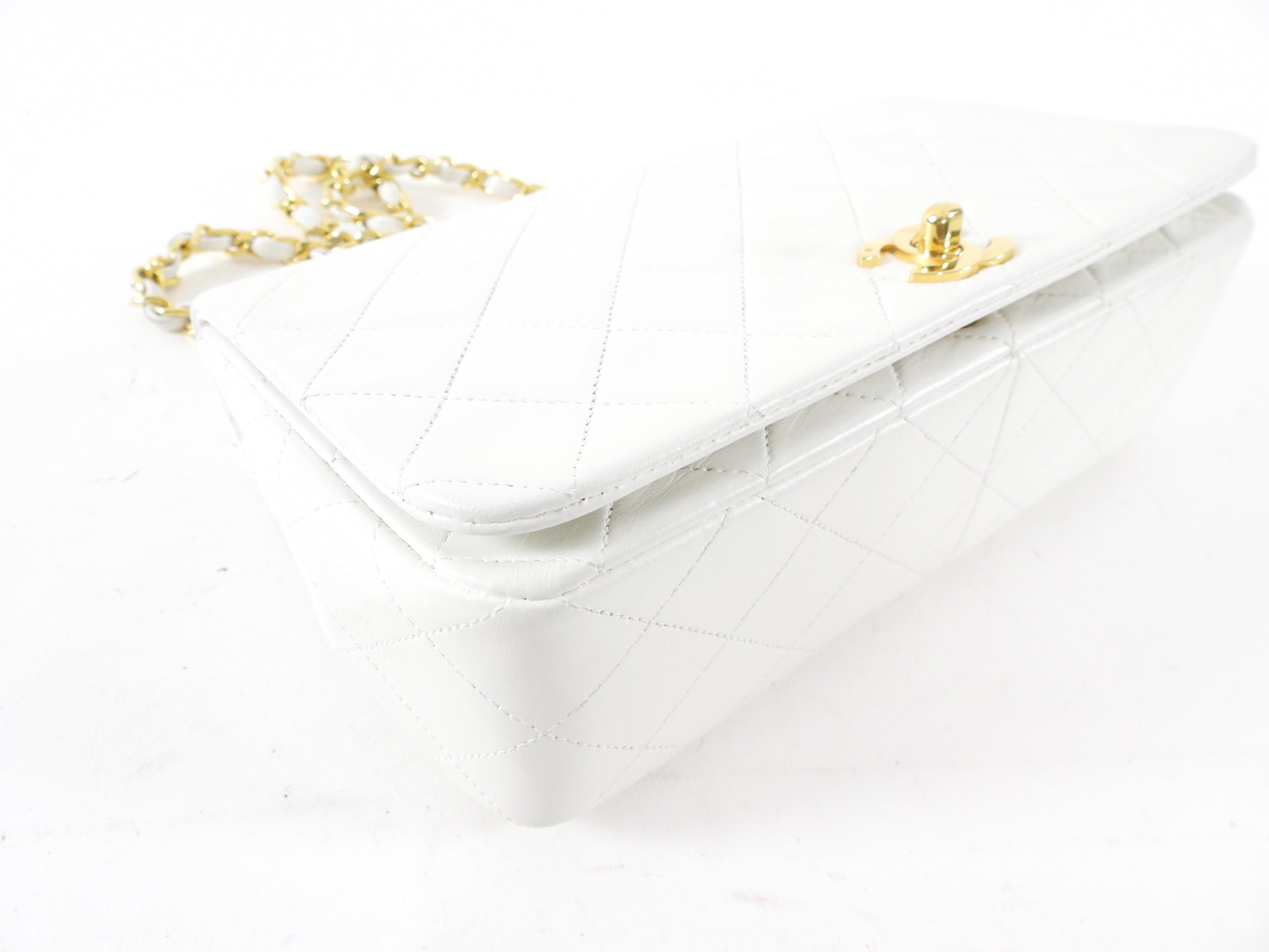 Chanel Vintage 1989 White Classic Medium Full Flap Bag