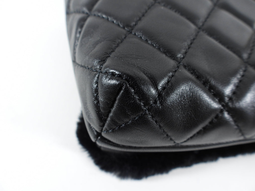 Chanel 17A Black Oryalg Top Handle Flap Bag with Chain Strap