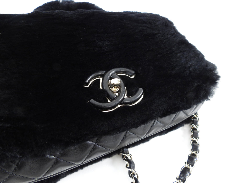 Chanel 17A Black Oryalg Top Handle Flap Bag with Chain Strap
