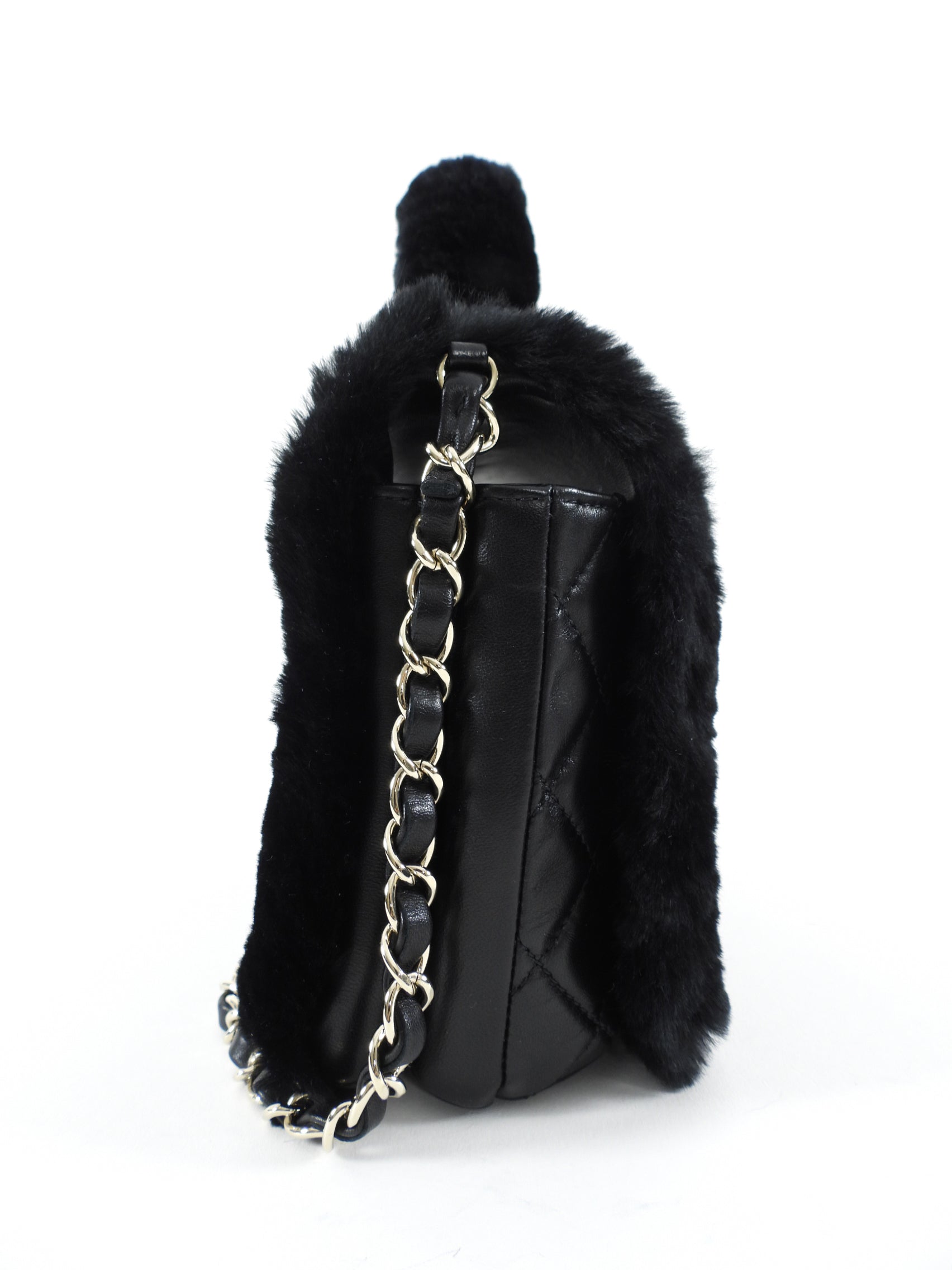 Chanel 17A Black Oryalg Top Handle Flap Bag with Chain Strap