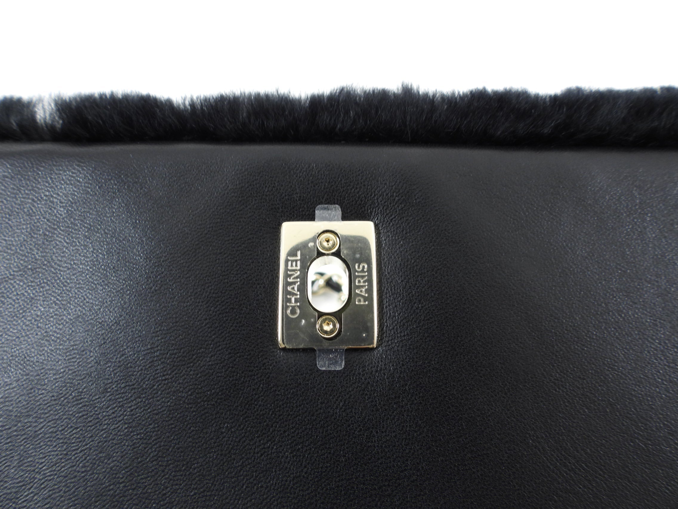 Chanel 17A Black Oryalg Top Handle Flap Bag with Chain Strap