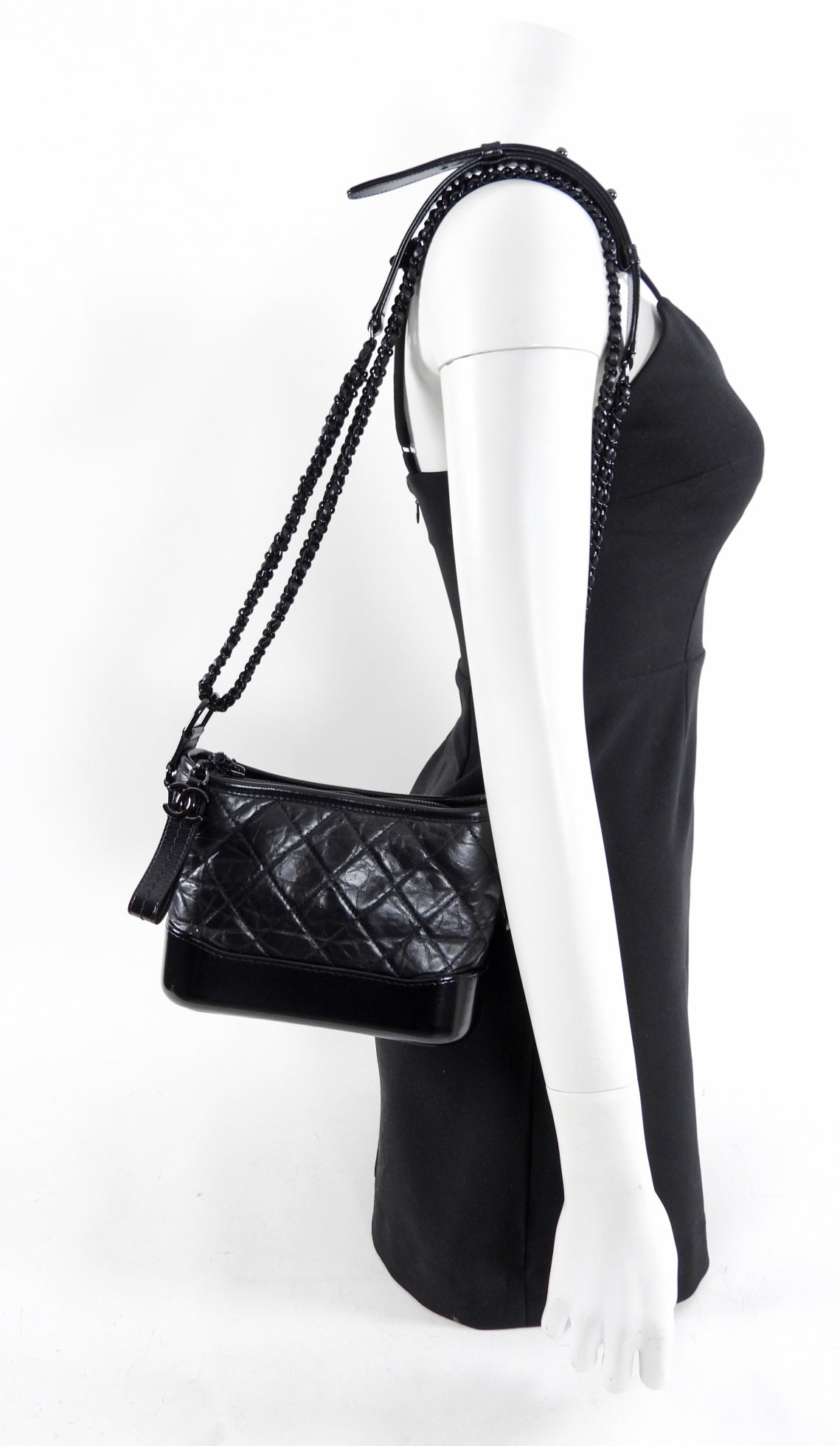 Chanel Gabrielle So Black Small Crossbody Chain Bag