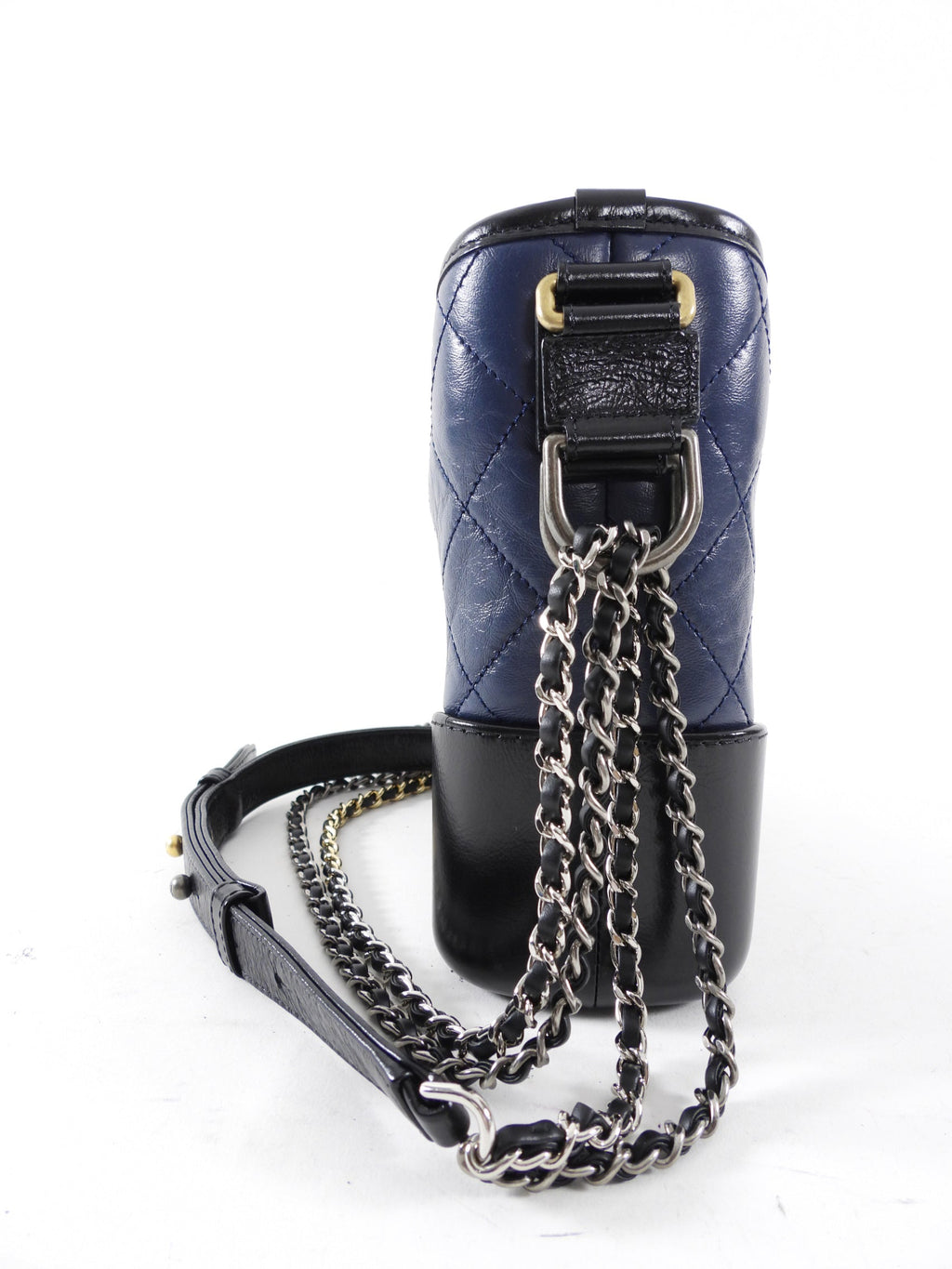 Chanel Gabrielle Navy and Black Medium Chain Strap Hobo Bag