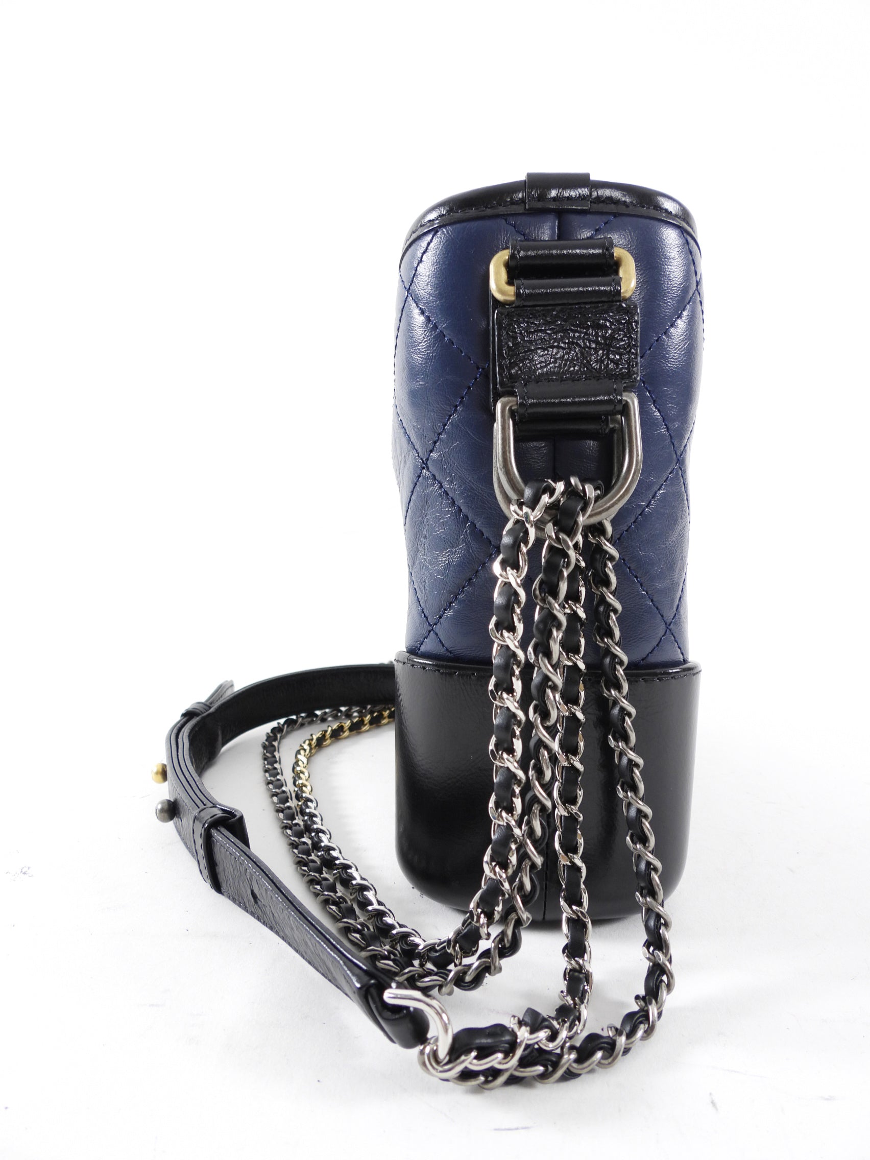 Chanel Gabrielle Navy and Black Medium Chain Strap Hobo Bag
