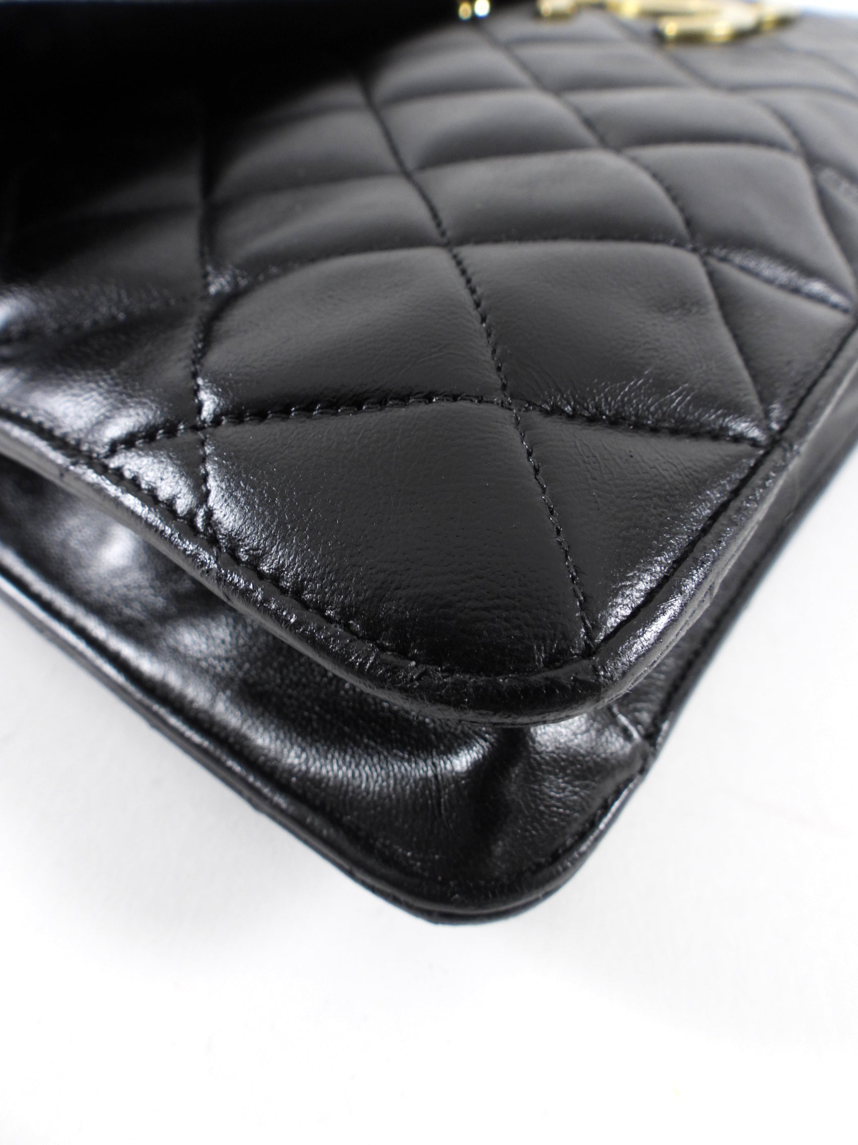 Chanel Vintage 1989 XXL CC Logo Quilted Chain Flap Clutch Bag