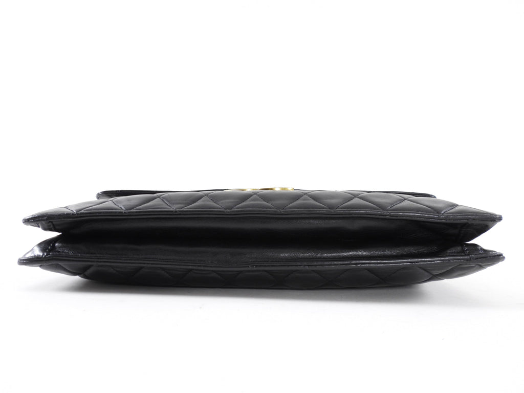 Chanel Vintage 1989 XXL CC Logo Quilted Chain Flap Clutch Bag