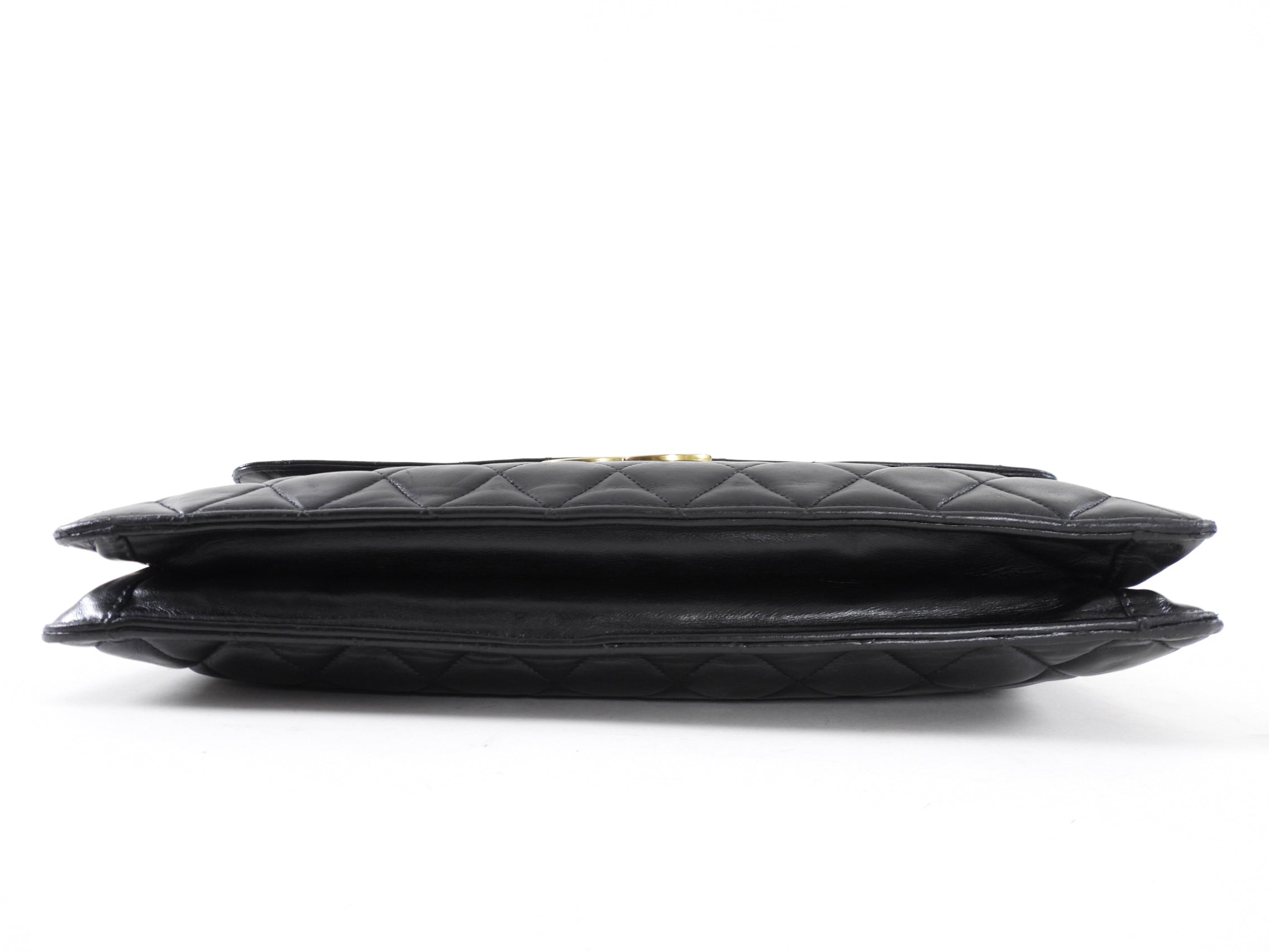 Chanel Vintage 1989 XXL CC Logo Quilted Chain Flap Clutch Bag