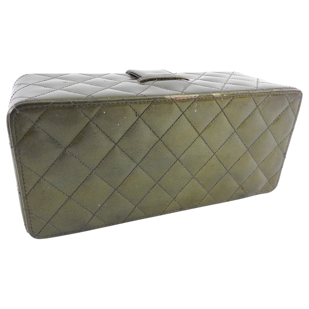 Chanel Vintage 1994 Olive Green Patent Vanity Case Bag