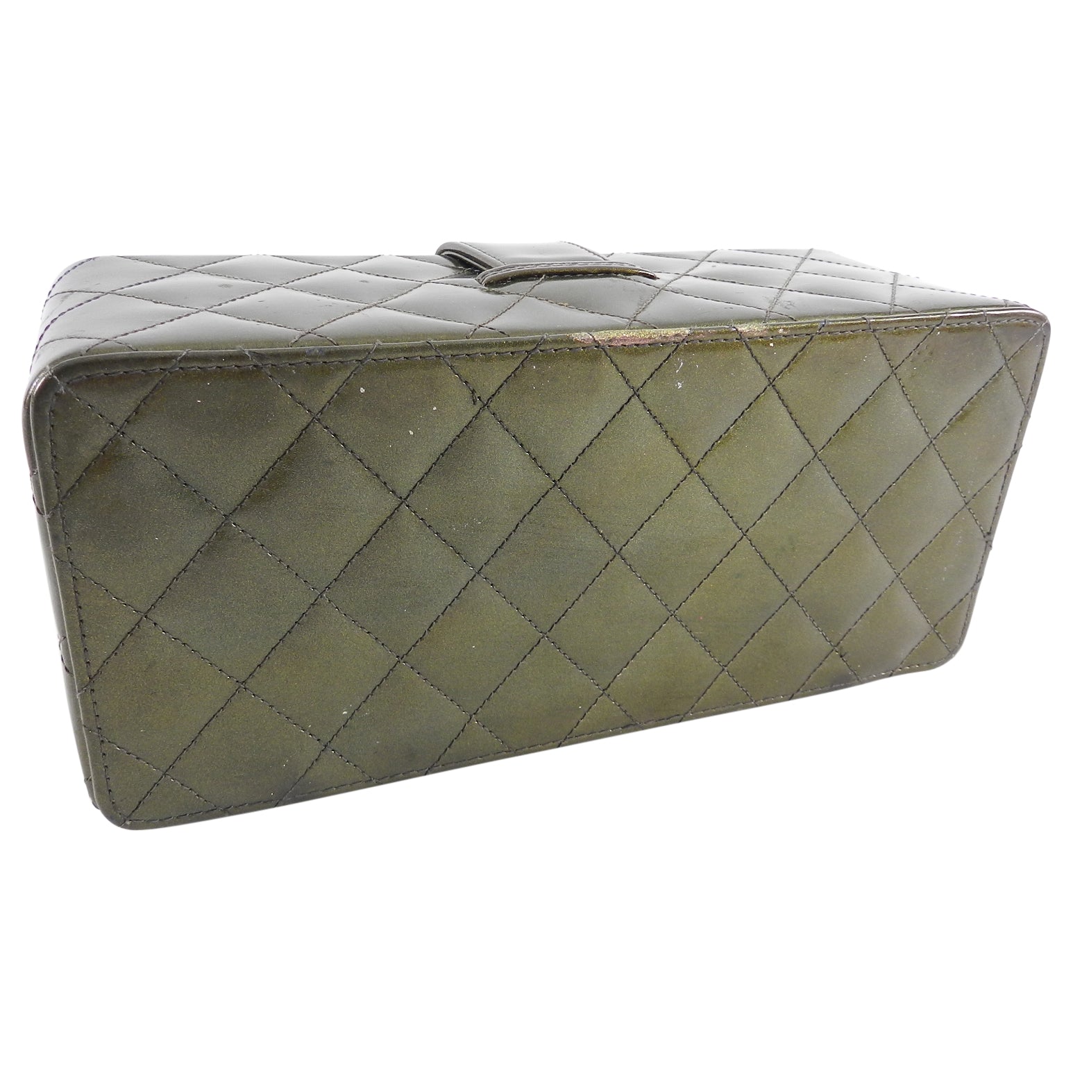 Chanel Vintage 1994 Olive Green Patent Vanity Case Bag