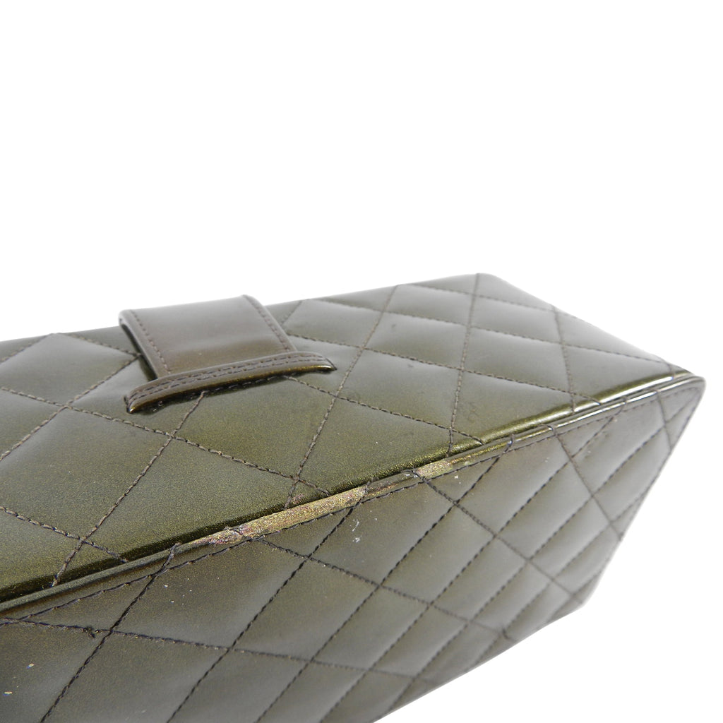 Chanel Vintage 1994 Olive Green Patent Vanity Case Bag