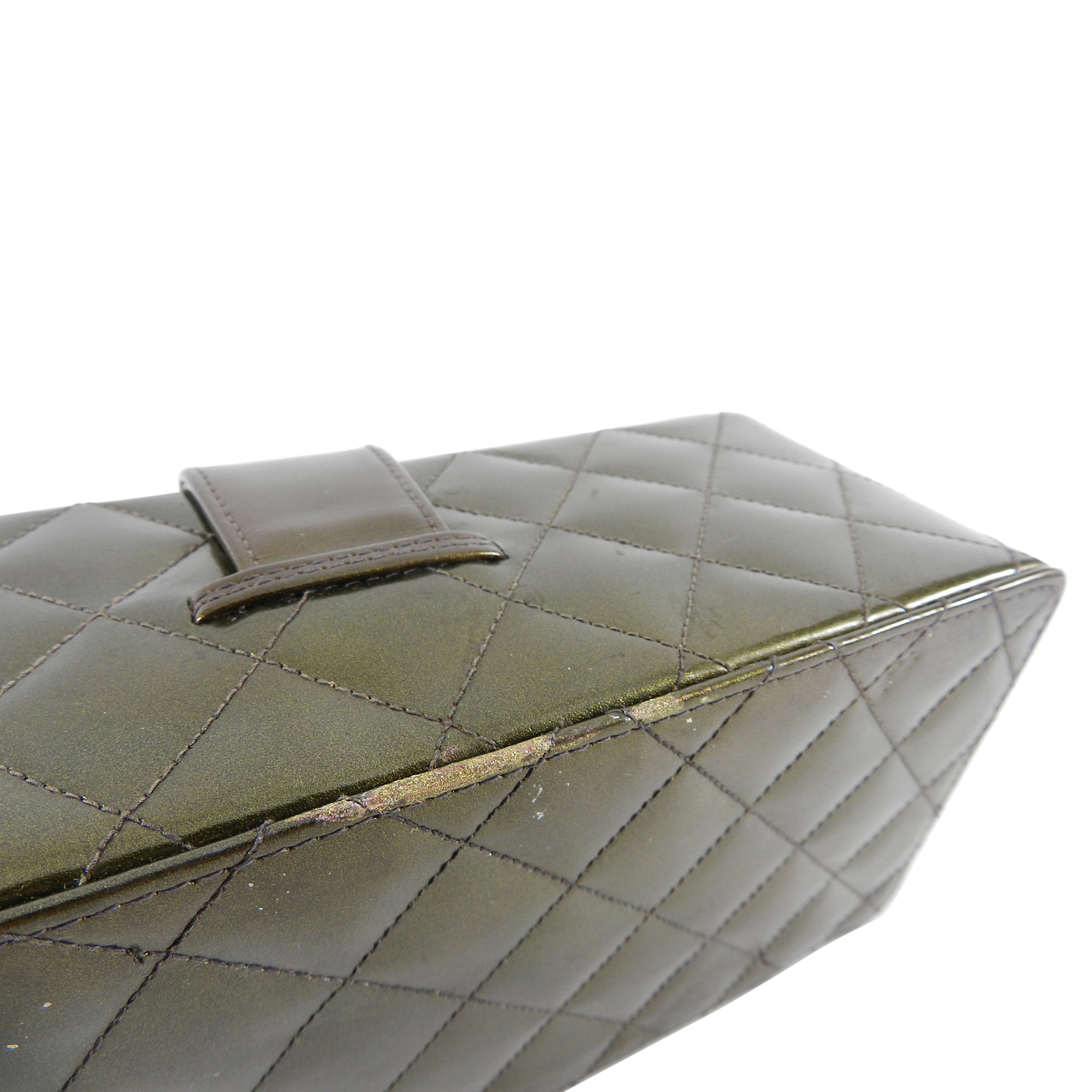Chanel Vintage 1994 Olive Green Patent Vanity Case Bag