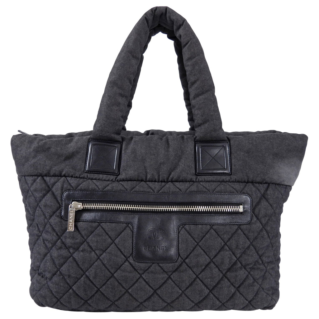 Chanel Grey Denim Quilted Soft Cocoon Tote Bag