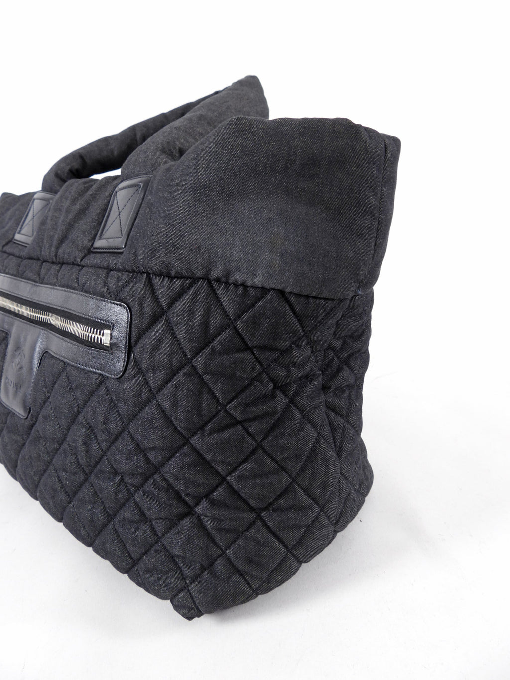 Chanel Grey Denim Quilted Soft Cocoon Tote Bag