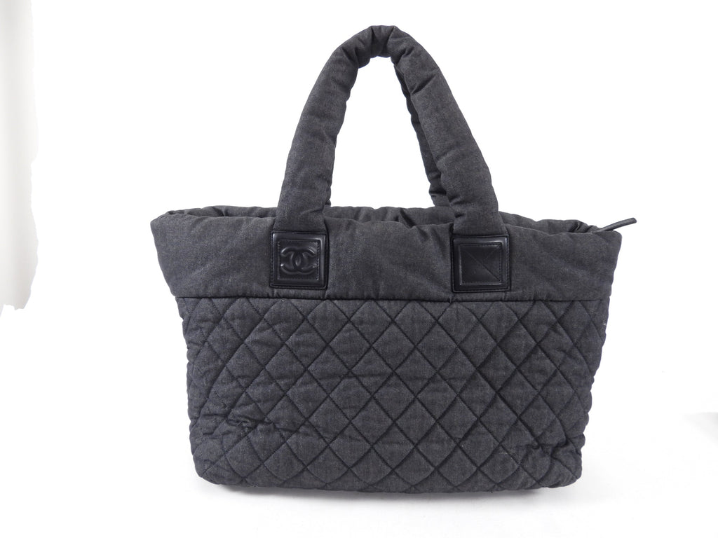 Chanel Grey Denim Quilted Soft Cocoon Tote Bag