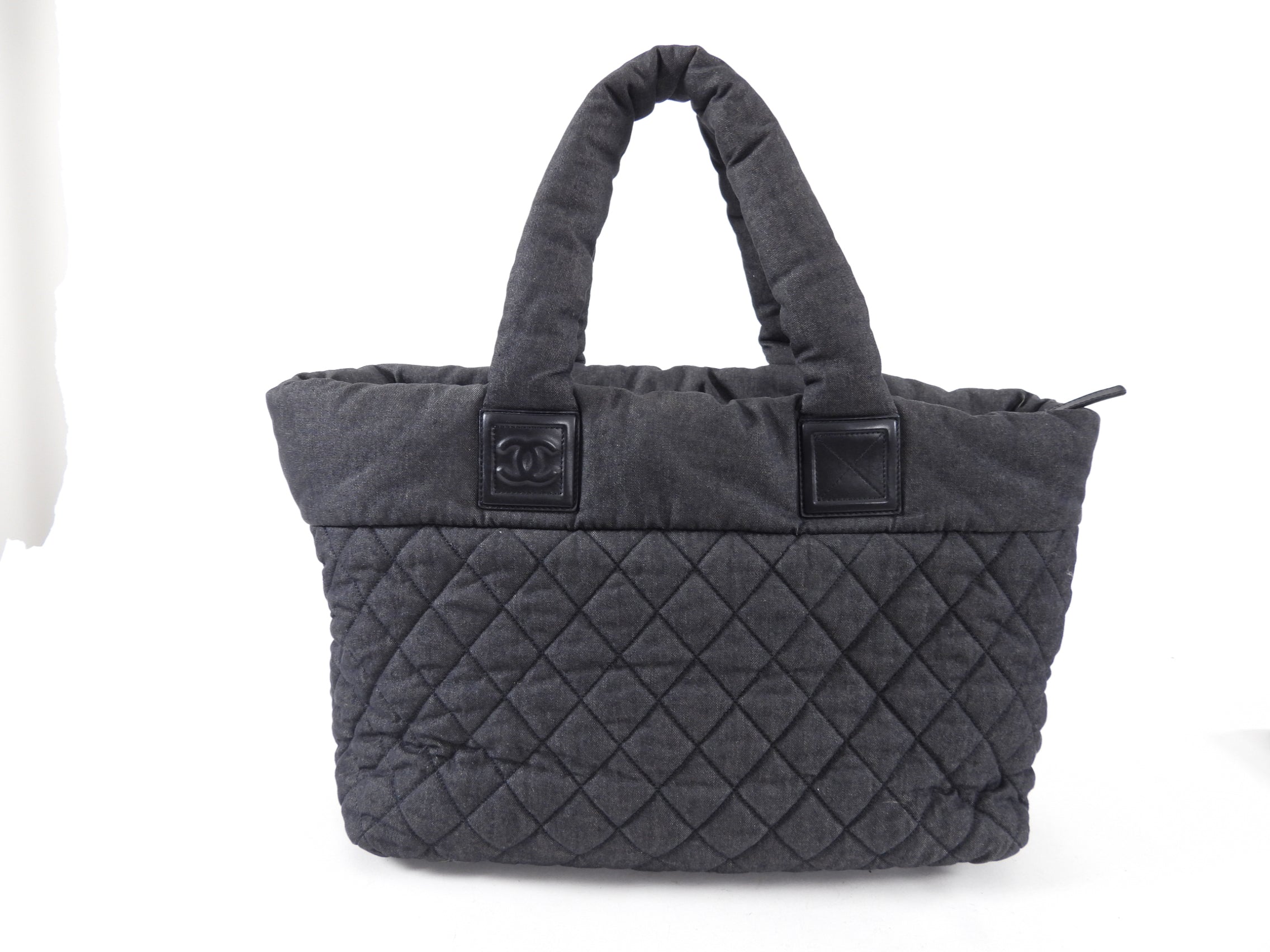Chanel Grey Denim Quilted Soft Cocoon Tote Bag