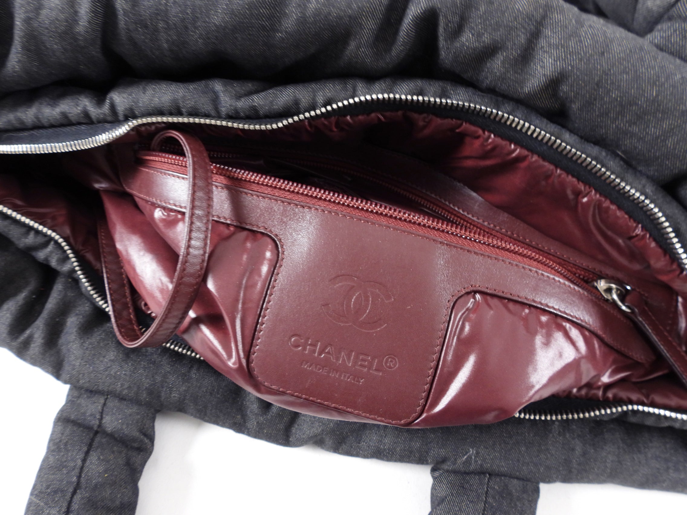 Chanel Grey Denim Quilted Soft Cocoon Tote Bag