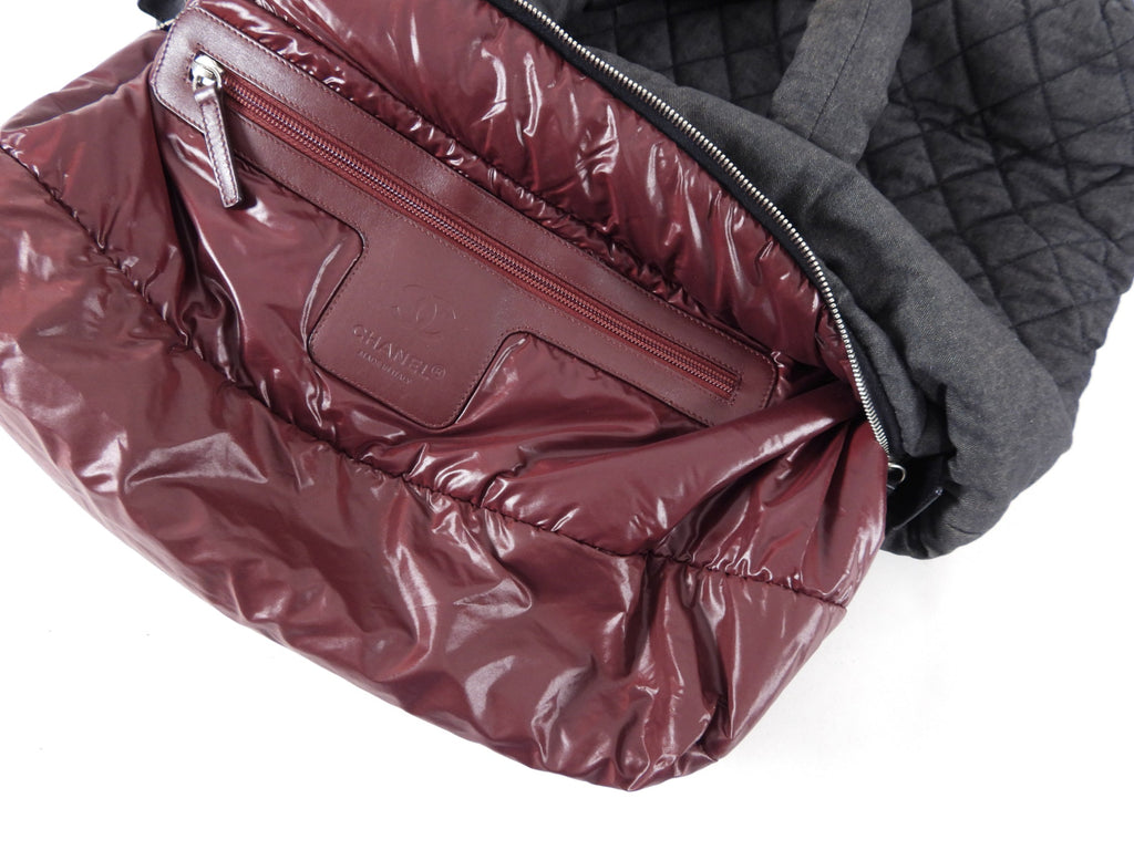 Chanel Grey Denim Quilted Soft Cocoon Tote Bag