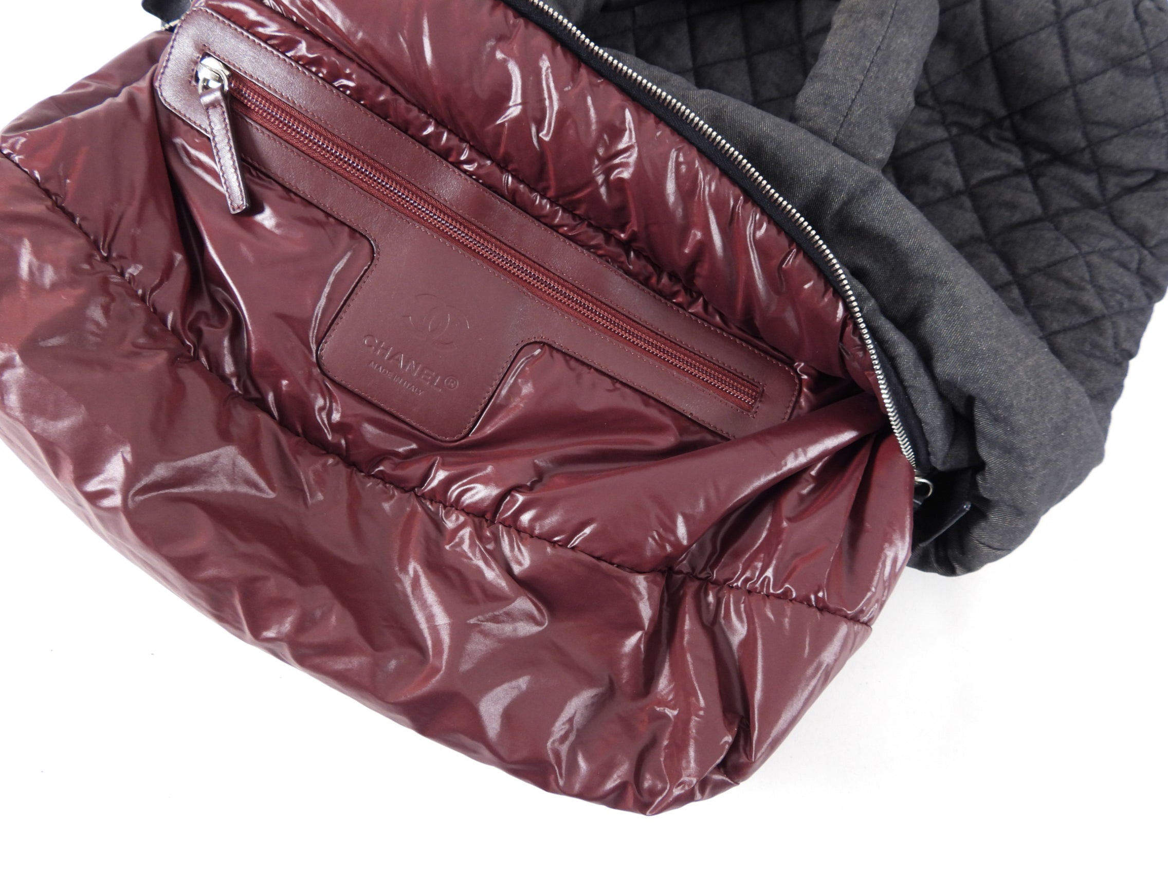 Chanel Grey Denim Quilted Soft Cocoon Tote Bag