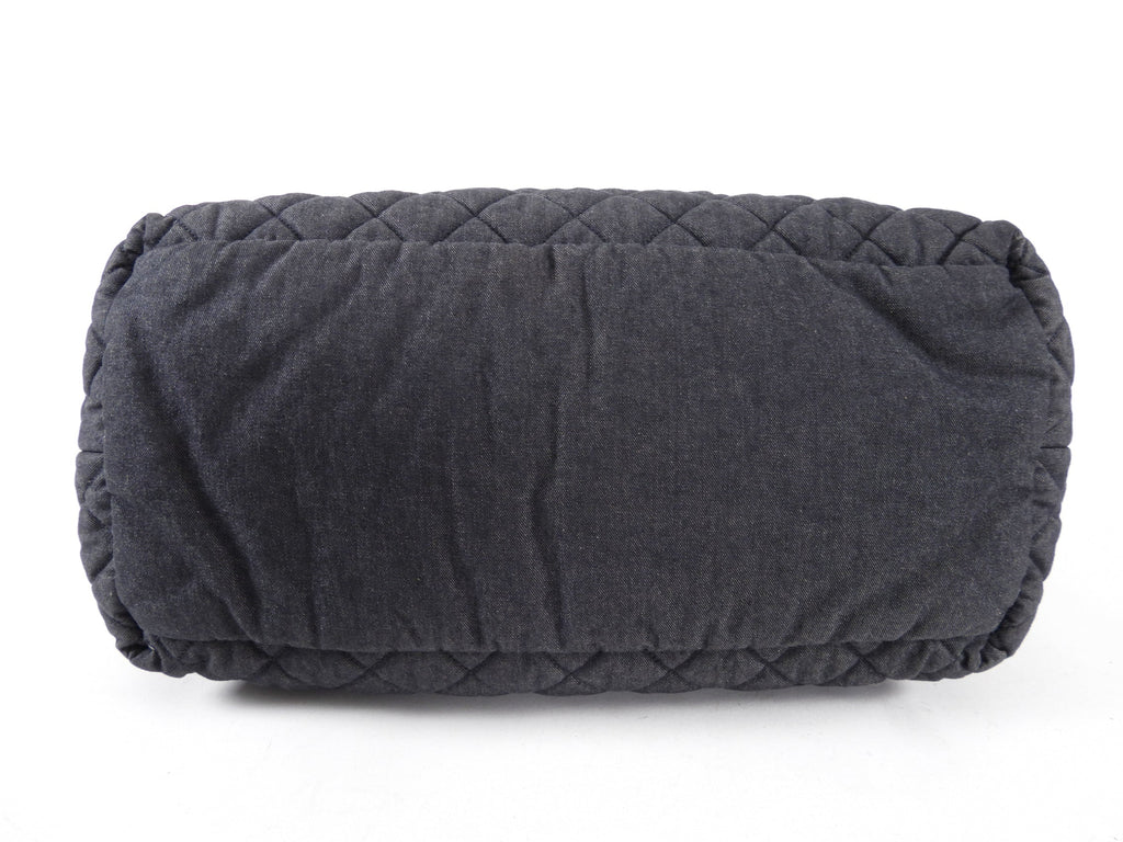 Chanel Grey Denim Quilted Soft Cocoon Tote Bag