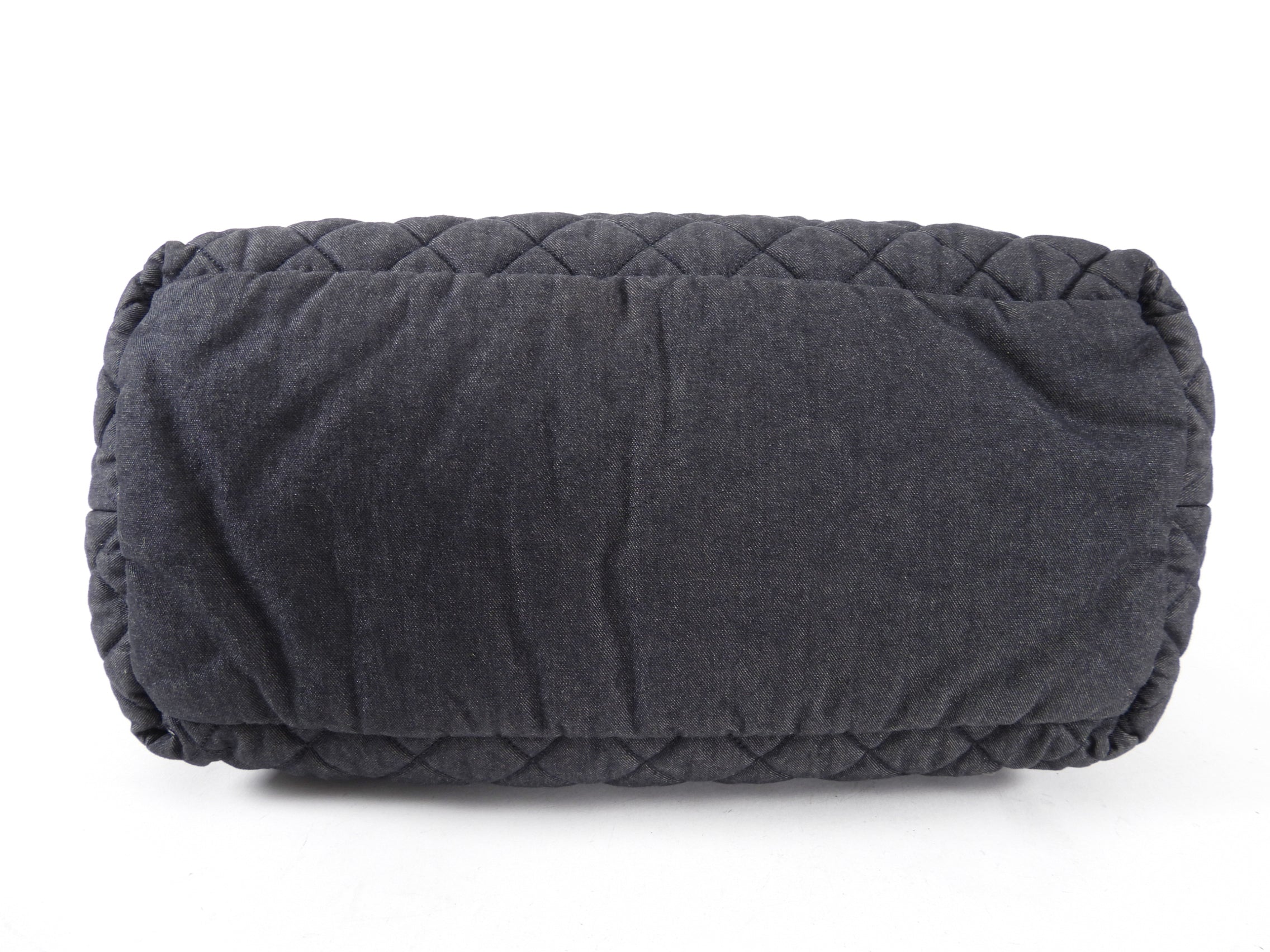 Chanel Grey Denim Quilted Soft Cocoon Tote Bag