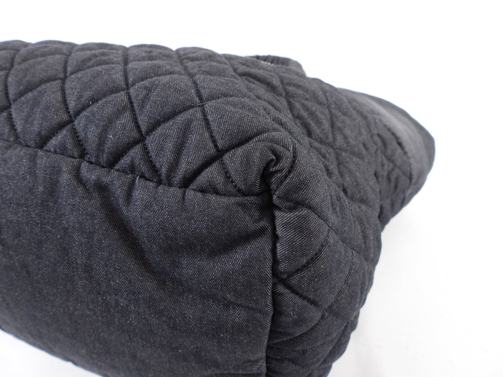 Chanel Grey Denim Quilted Soft Cocoon Tote Bag