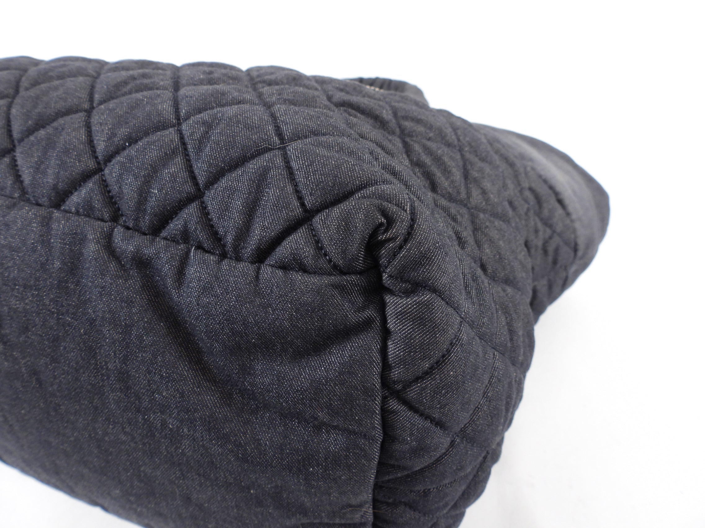 Chanel Grey Denim Quilted Soft Cocoon Tote Bag