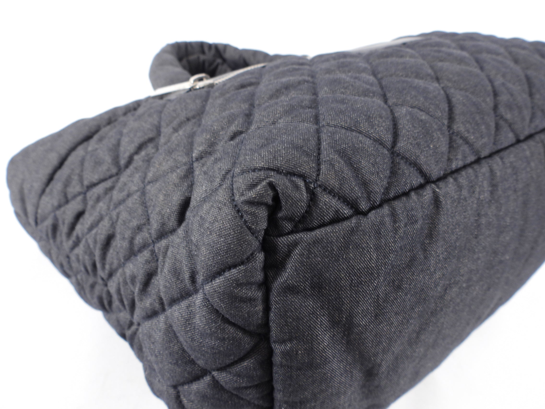 Chanel Grey Denim Quilted Soft Cocoon Tote Bag