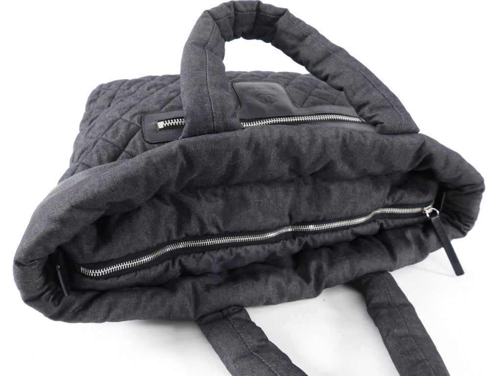 Chanel Grey Denim Quilted Soft Cocoon Tote Bag