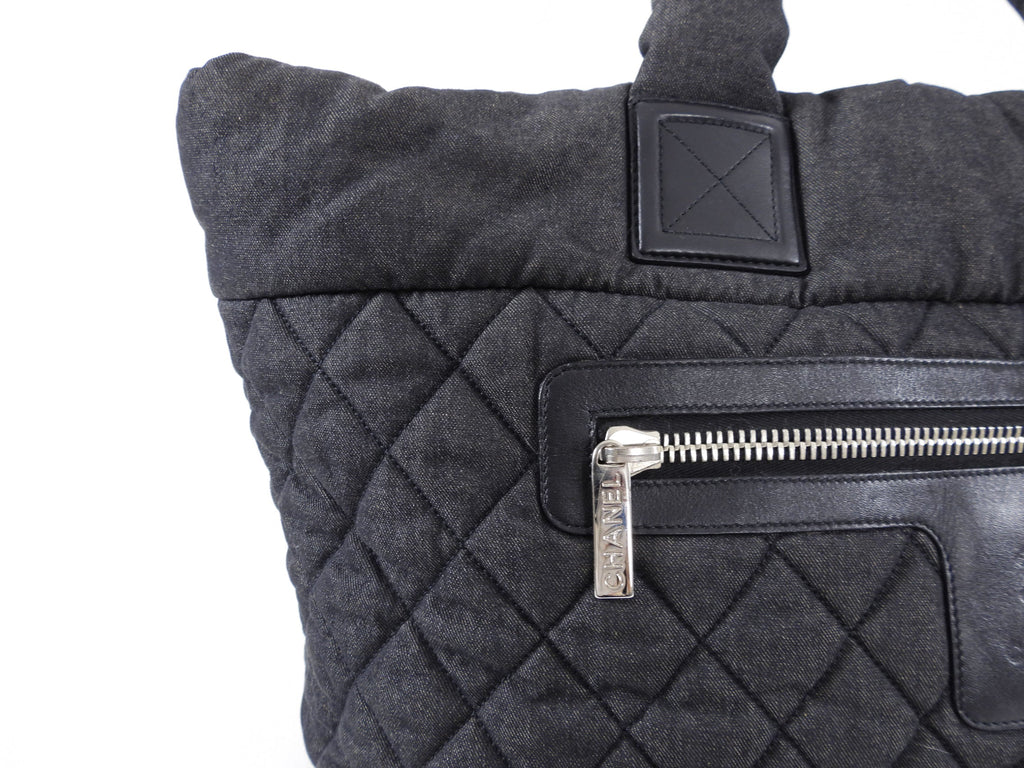 Chanel Grey Denim Quilted Soft Cocoon Tote Bag