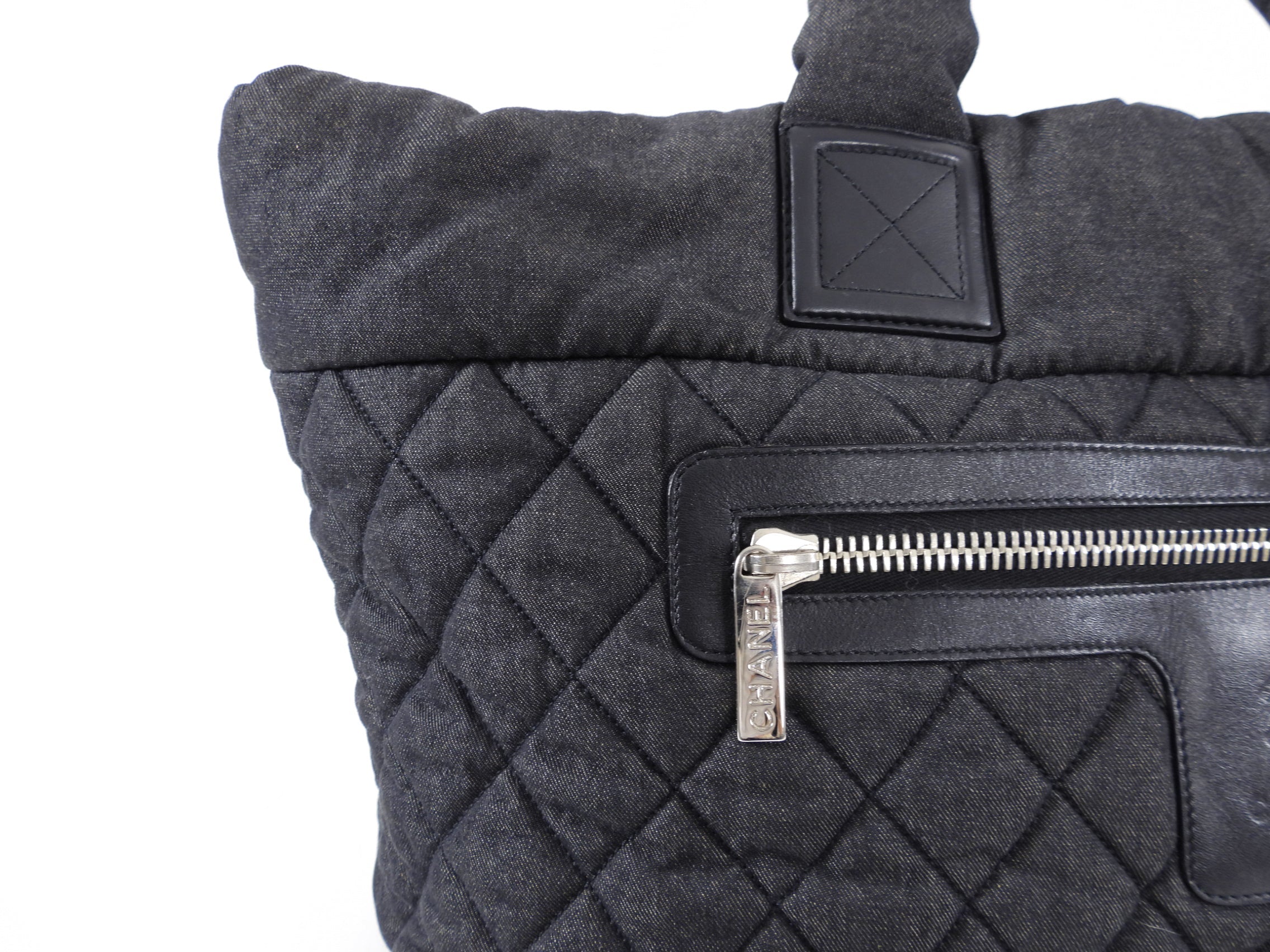 Chanel Grey Denim Quilted Soft Cocoon Tote Bag
