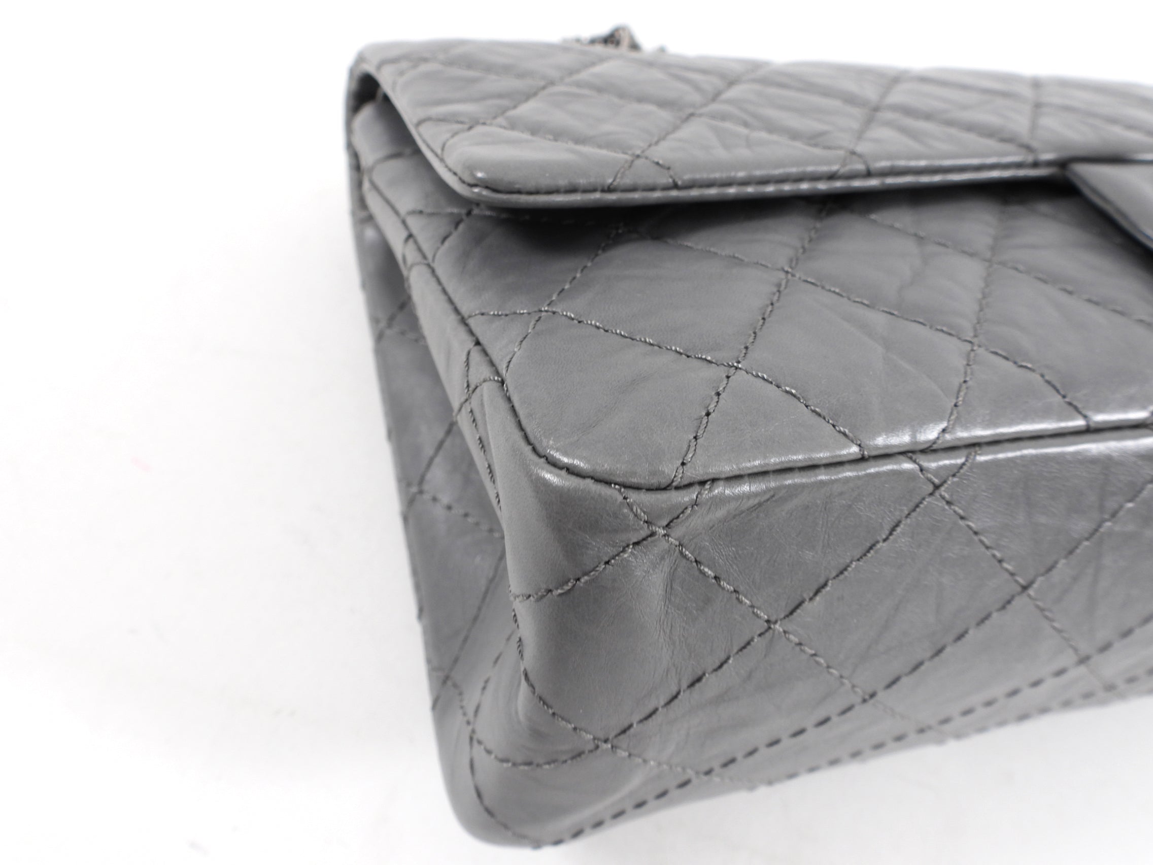 Chanel Grey Aged Calfskin Medium 226 Double Flap Bag