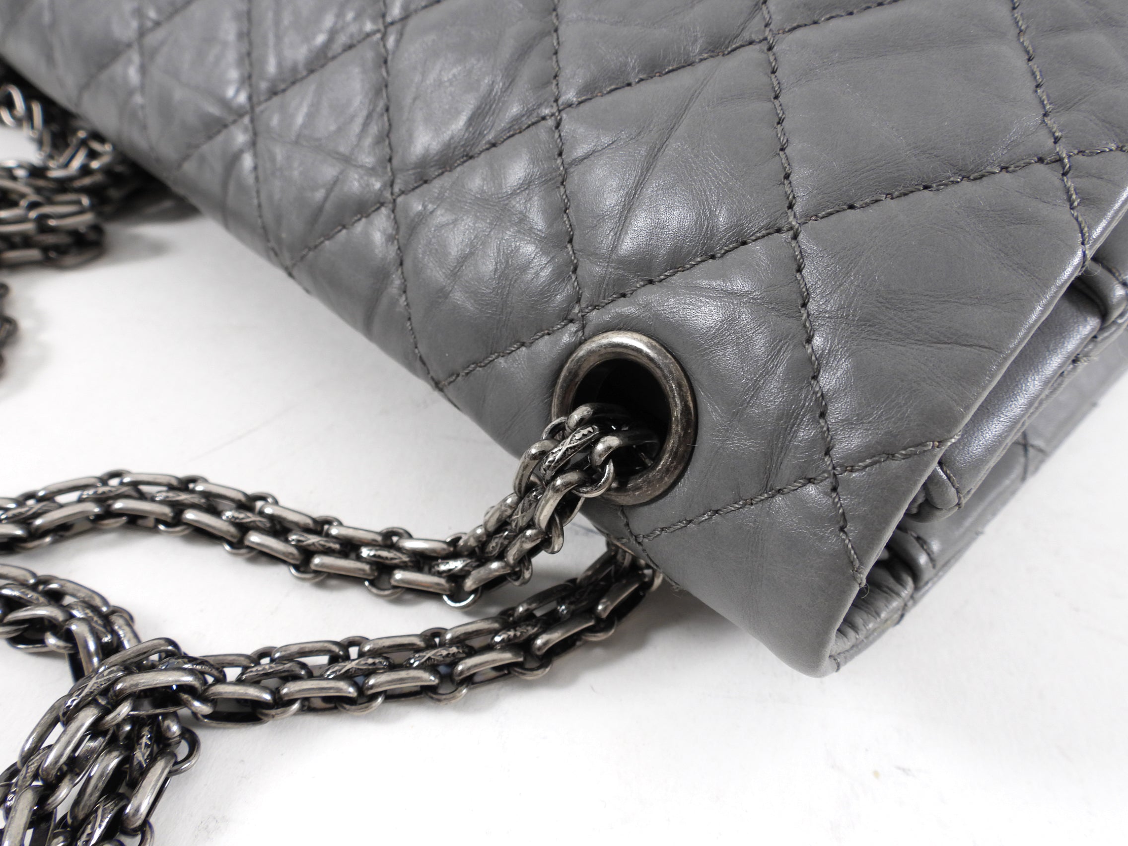 Chanel Grey Aged Calfskin Medium 226 Double Flap Bag