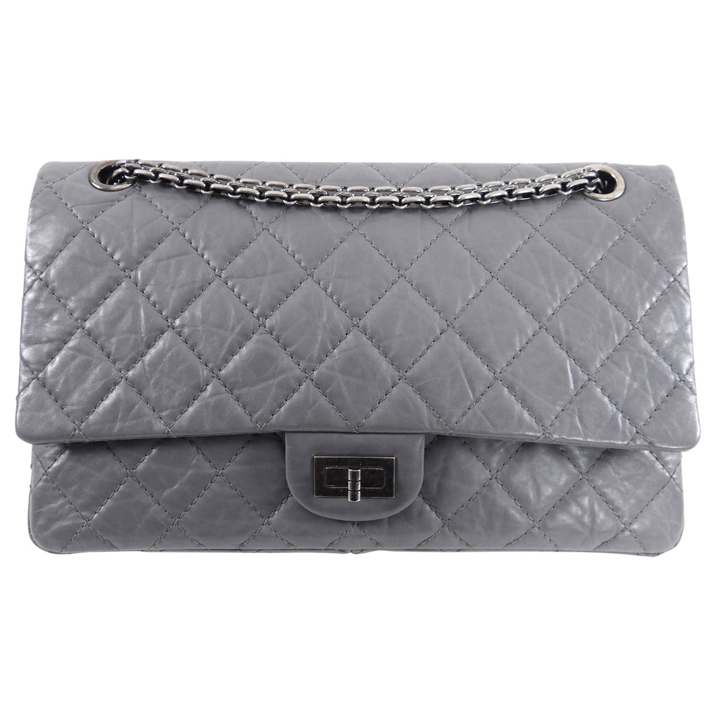 Chanel Grey Aged Calfskin Medium 226 Double Flap Bag