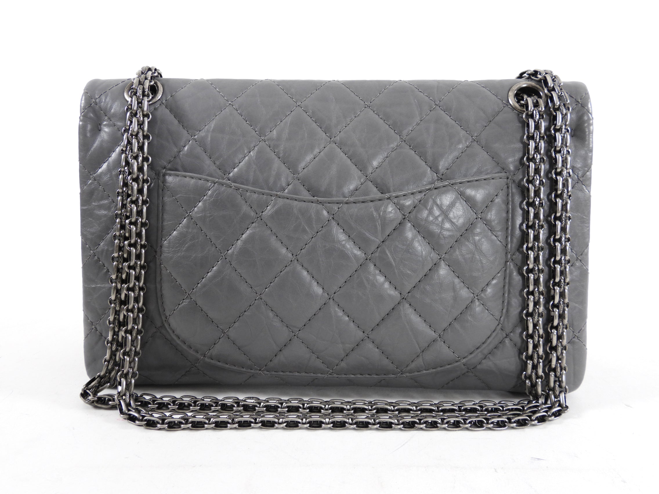 Chanel Grey Aged Calfskin Medium 226 Double Flap Bag