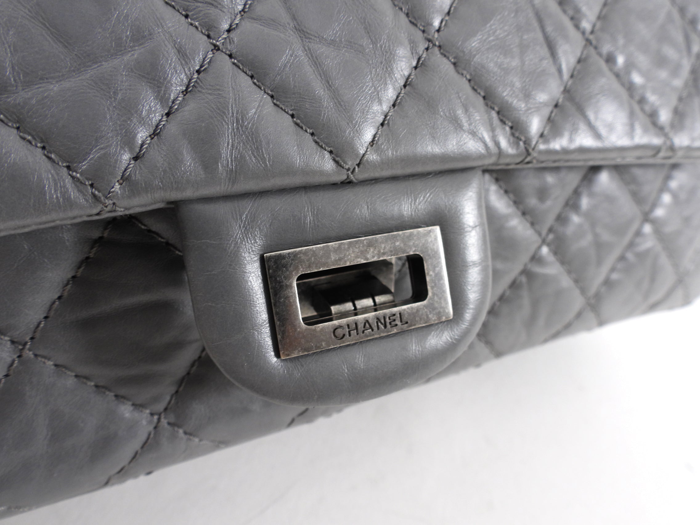 Chanel Grey Aged Calfskin Medium 226 Double Flap Bag