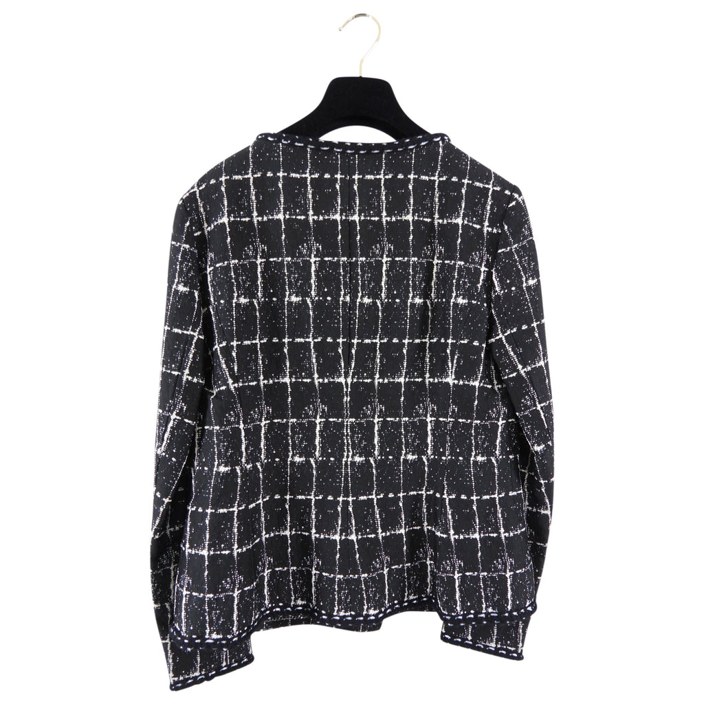 Chanel 14P Black and White Grid Jacket with Buttons - FR42