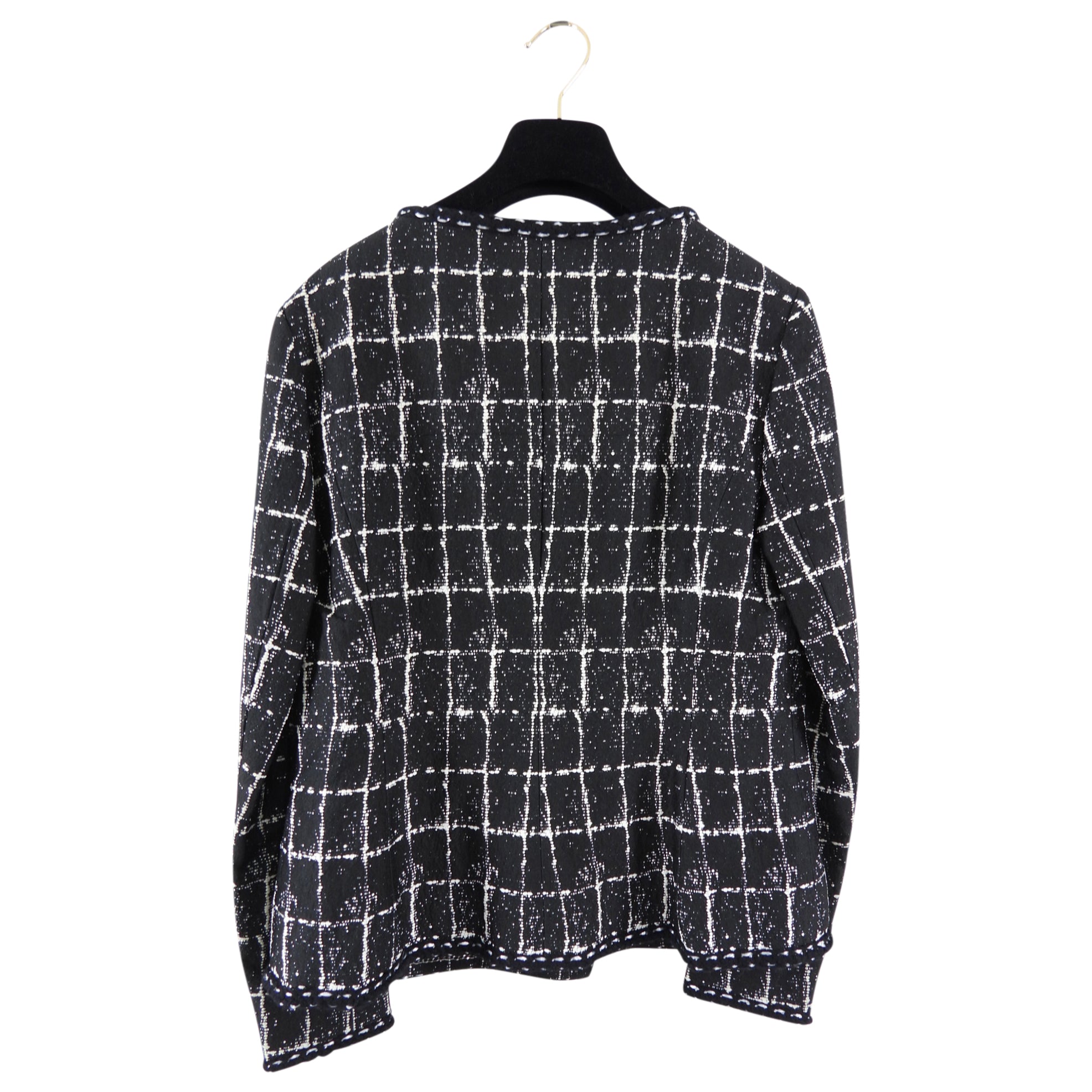 Chanel 14P Black and White Grid Jacket with Buttons - FR42