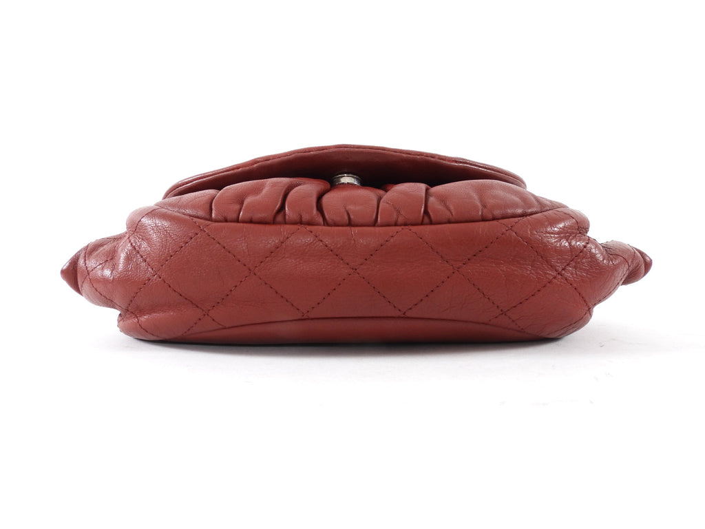 Chanel Red Leather Timeless Half Moon Wallet on Chain Bag