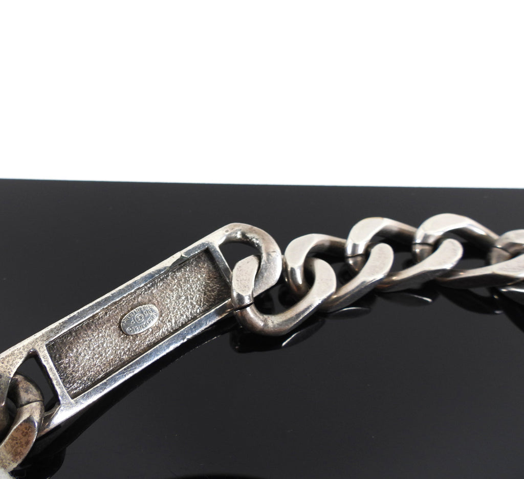 Chanel Vintage 96P Antiqued Silver Logo ID Bracelet