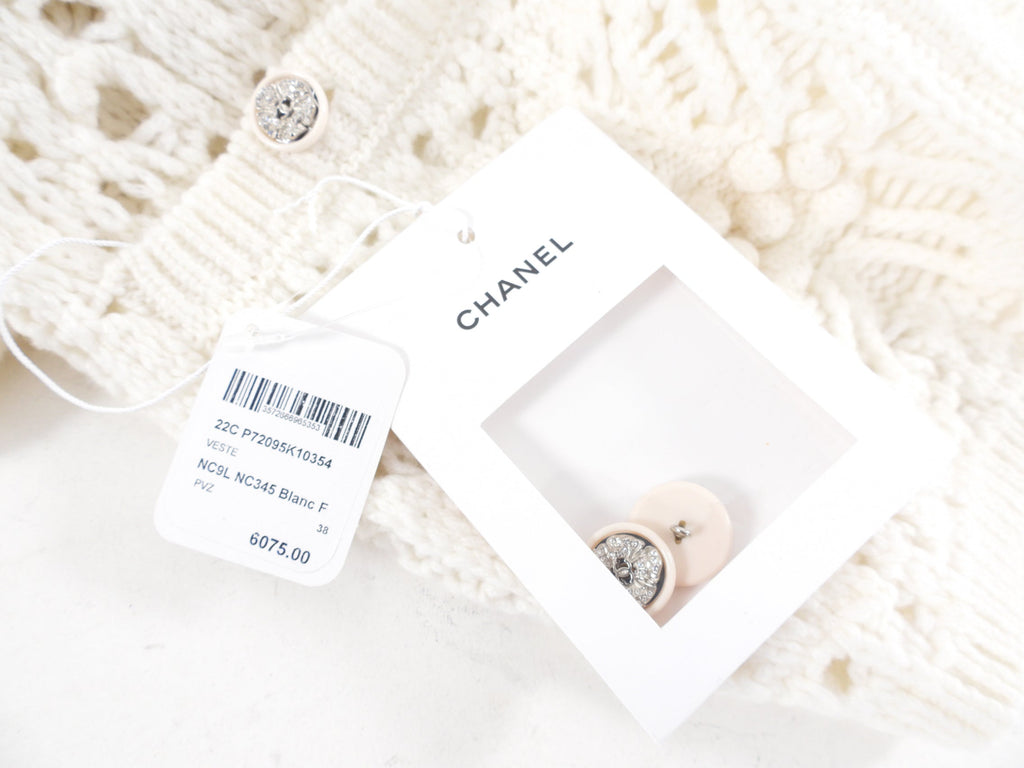 Chanel 22C Ivory Chunky Knit Cashmere igan - FR38